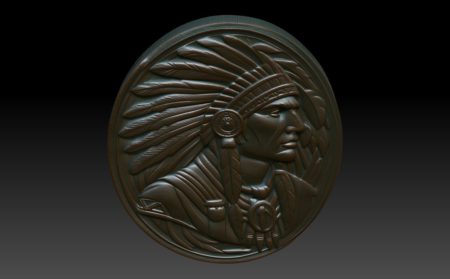Native American Warrior basrelief 02 240912 3D print model_3