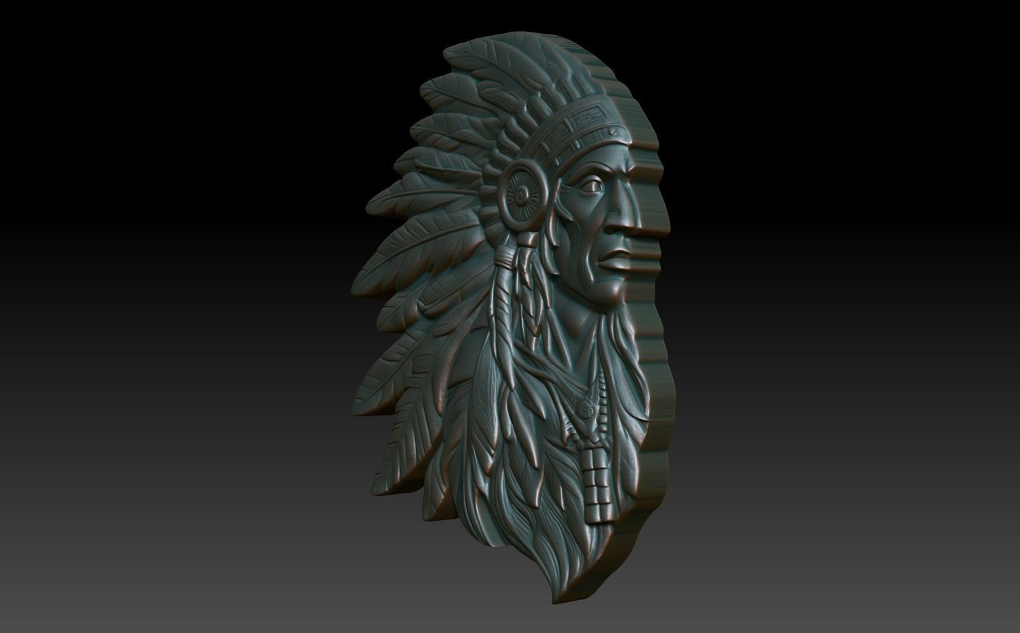 Native American Warrior basrelief 01 240912 3D print model_1