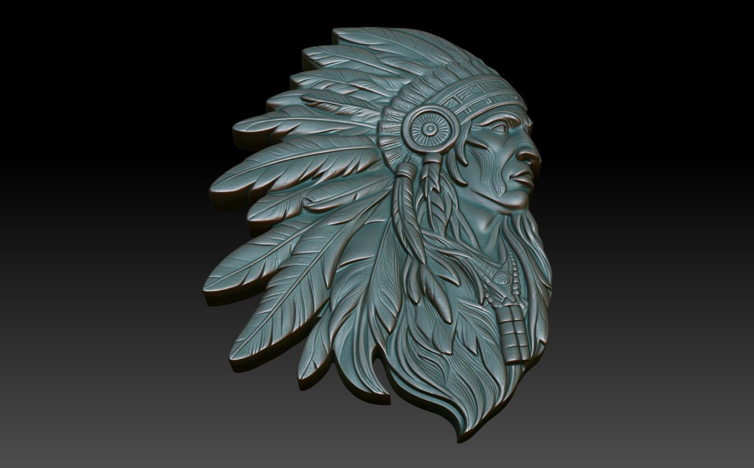 Native American Warrior basrelief 01 240912 3D print model_4