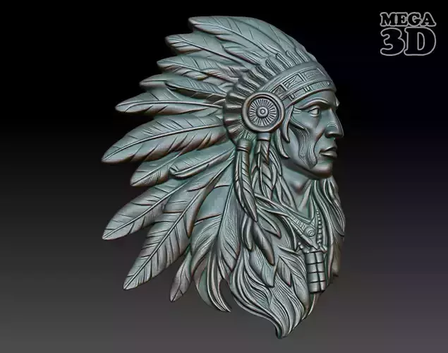 Native American Warrior basrelief 01 240912