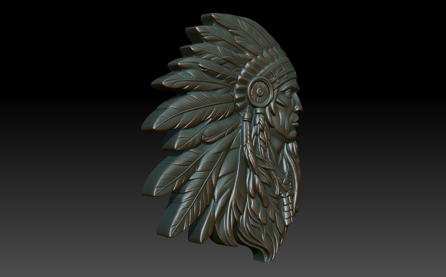 Native American Warrior basrelief 01 240912 3D print model_2