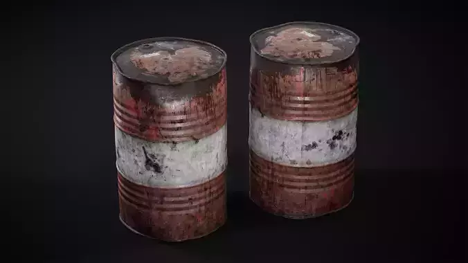 Metal Barrel Used Low-poly 3D model