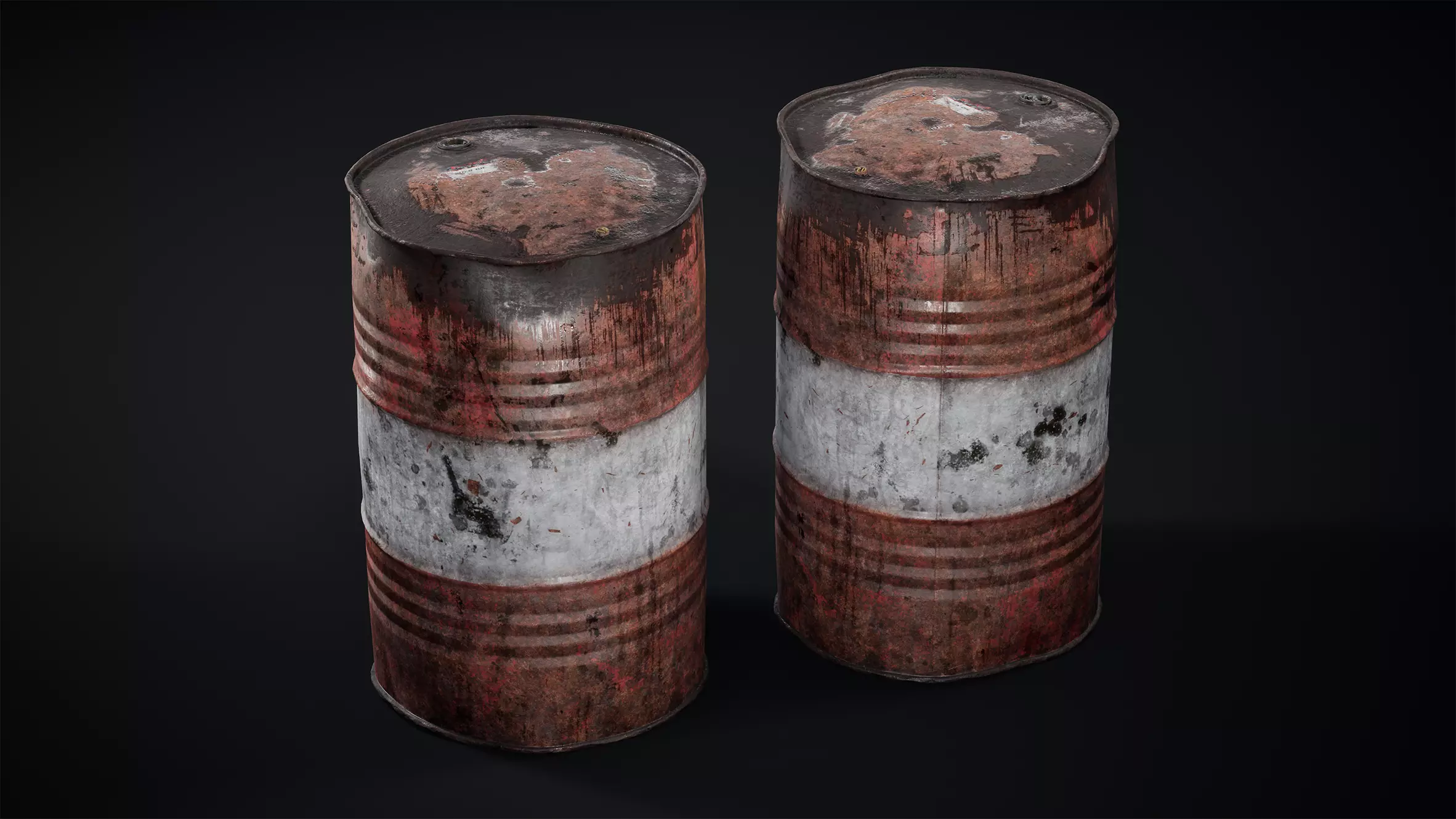 Metal Barrel Used Low-poly 3D model_0