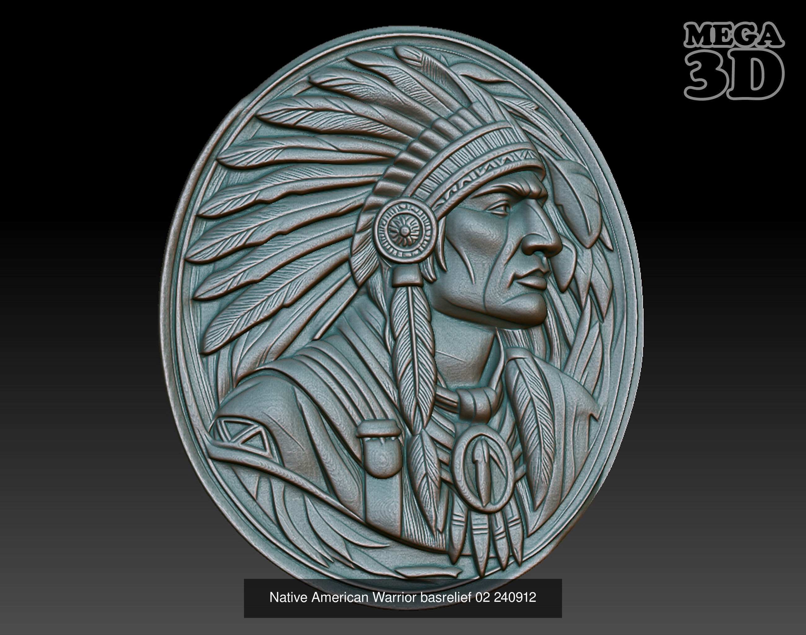 Native American Warrior basrelief Pack A 240912 3D Model Collection_7