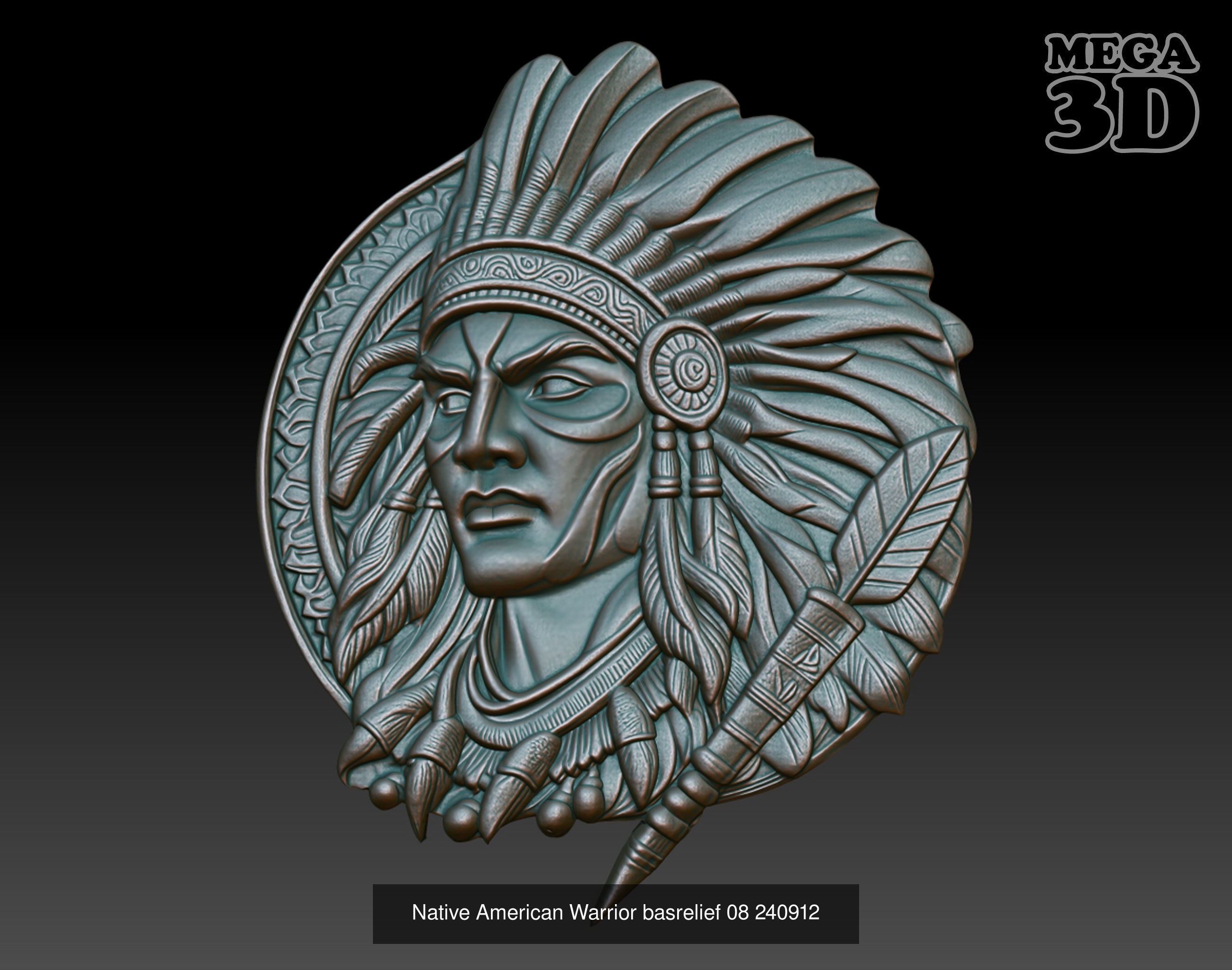 Native American Warrior basrelief Pack A 240912 3D Model Collection_1