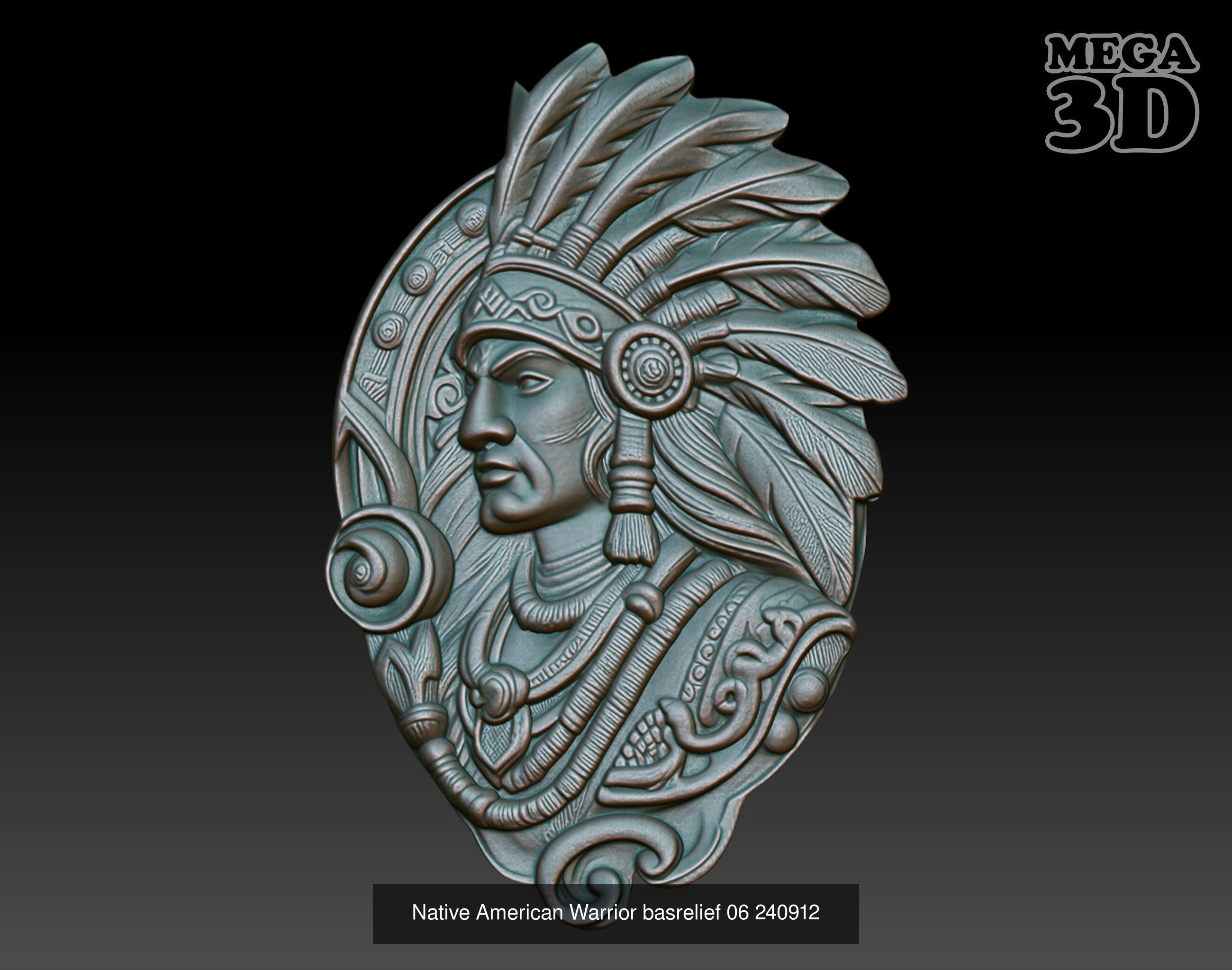 Native American Warrior basrelief Pack A 240912 3D Model Collection_3