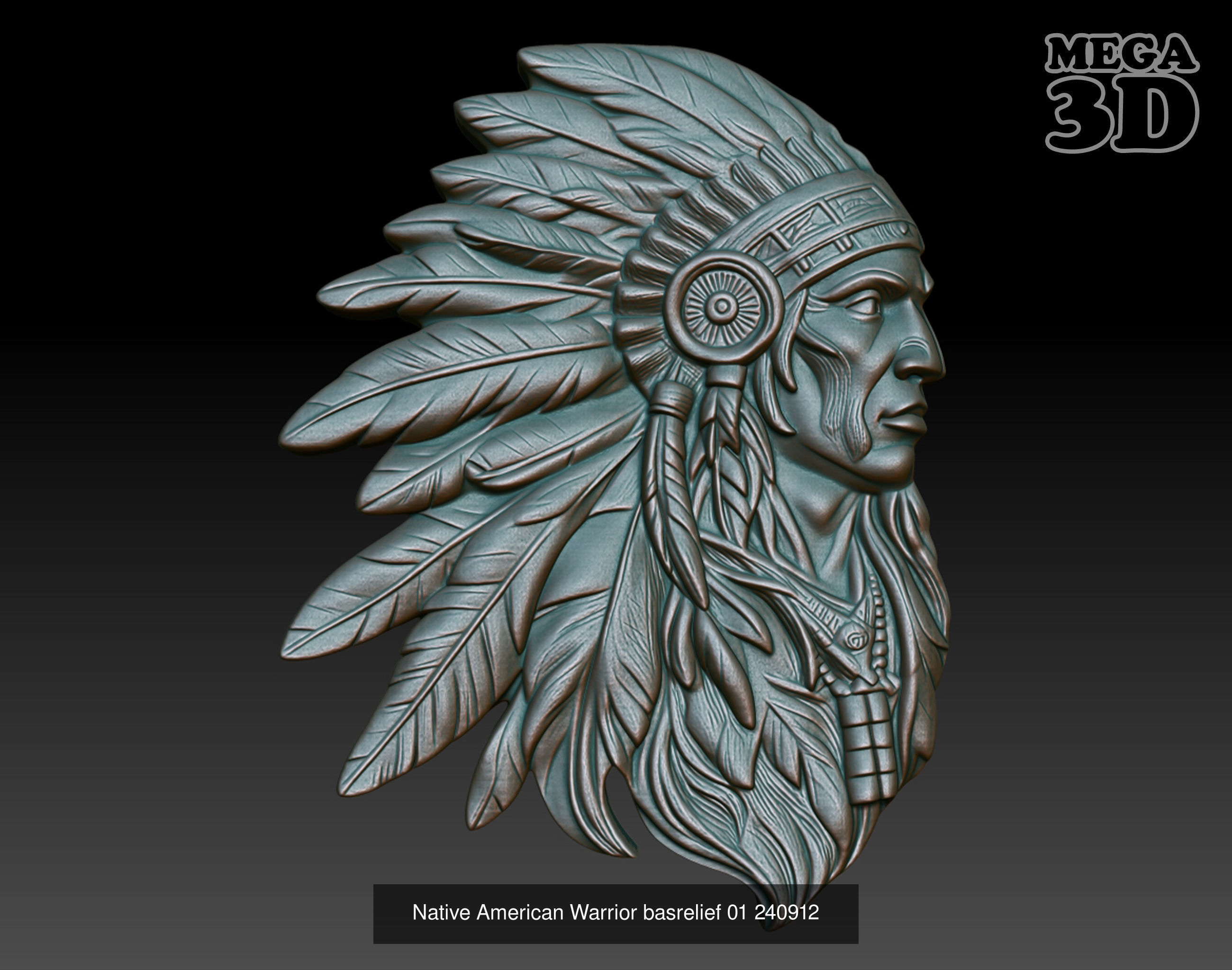 Native American Warrior basrelief Pack A 240912 3D Model Collection_8
