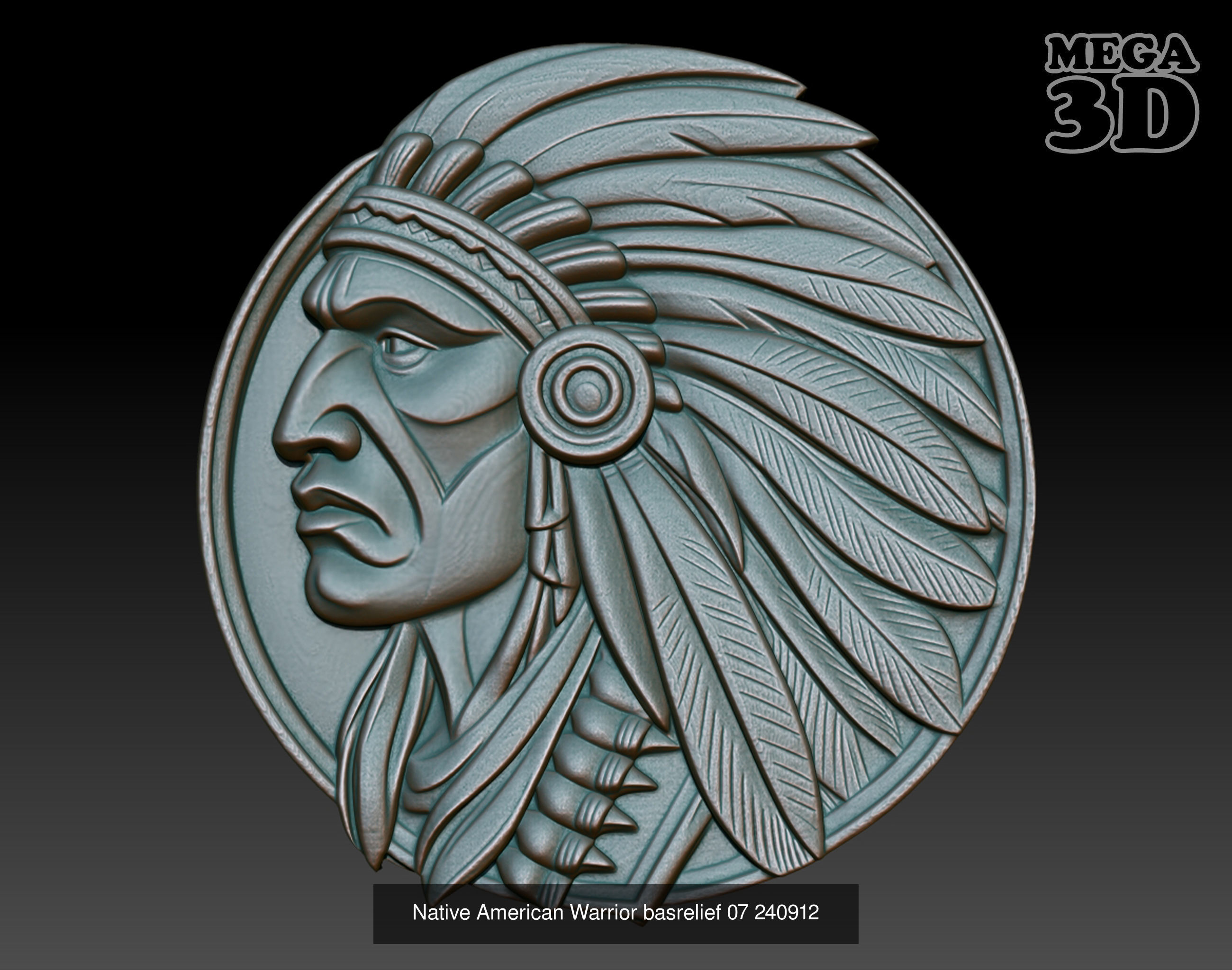 Native American Warrior basrelief Pack A 240912 3D Model Collection_2