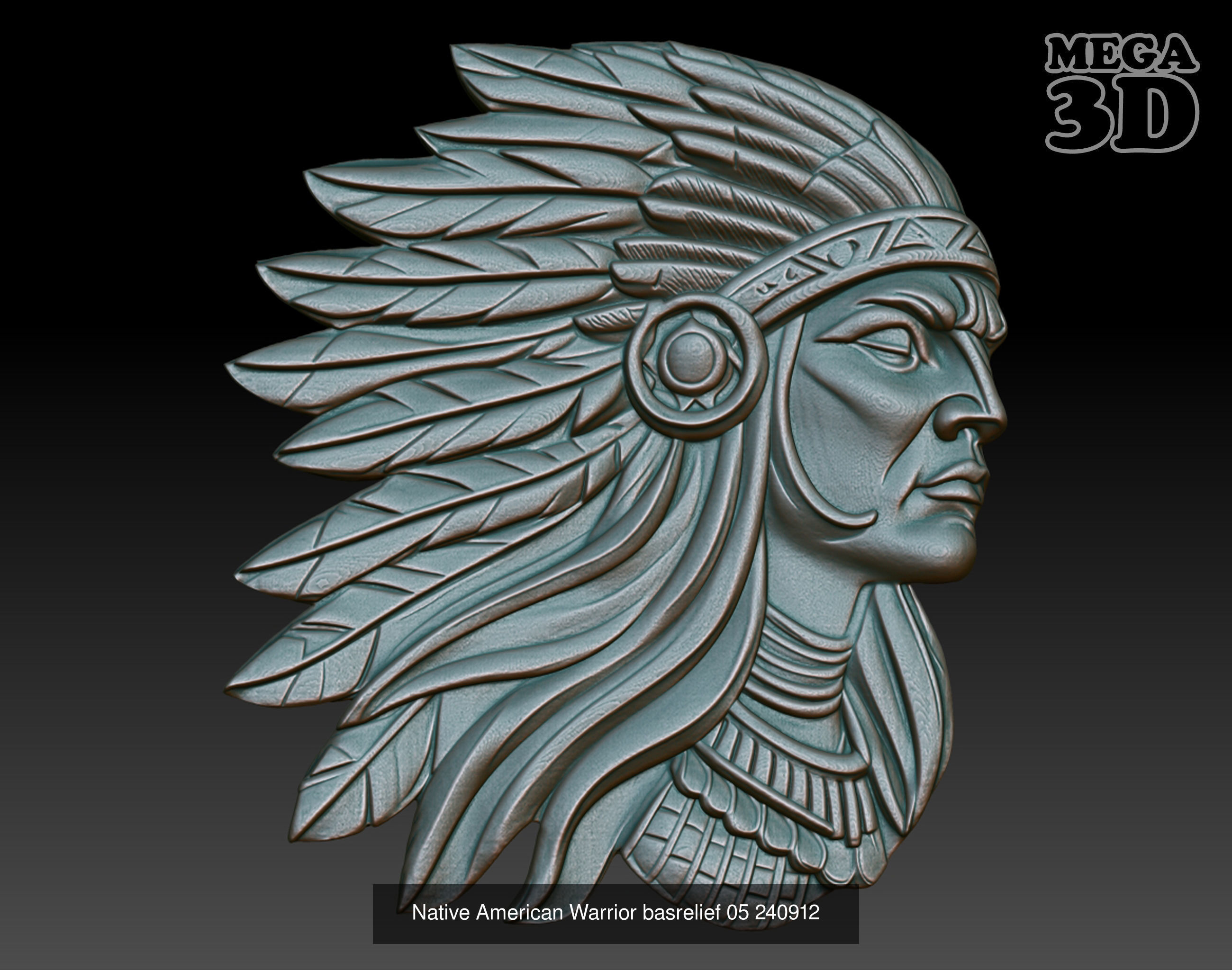 Native American Warrior basrelief Pack A 240912 3D Model Collection_4