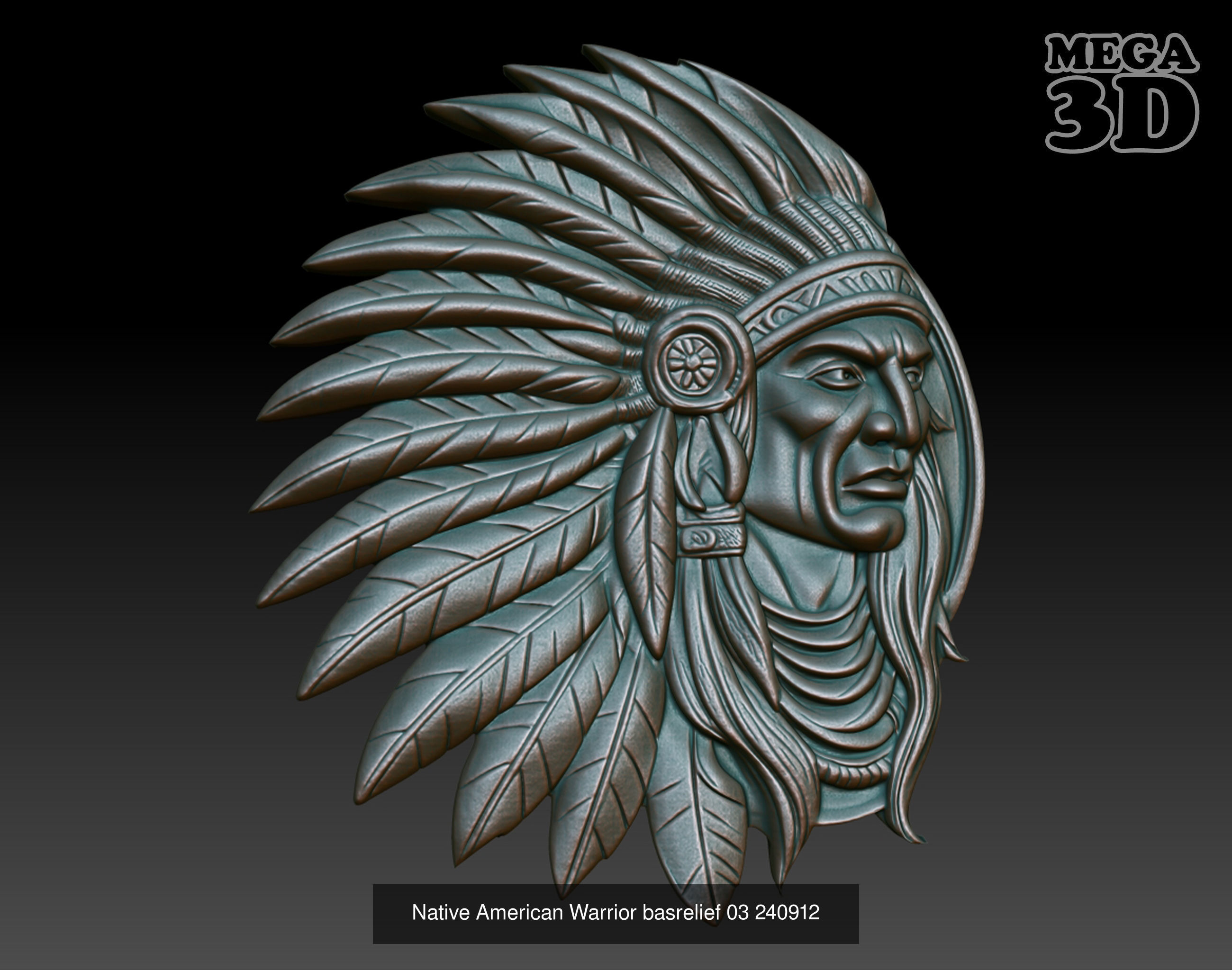 Native American Warrior basrelief Pack A 240912 3D Model Collection_6