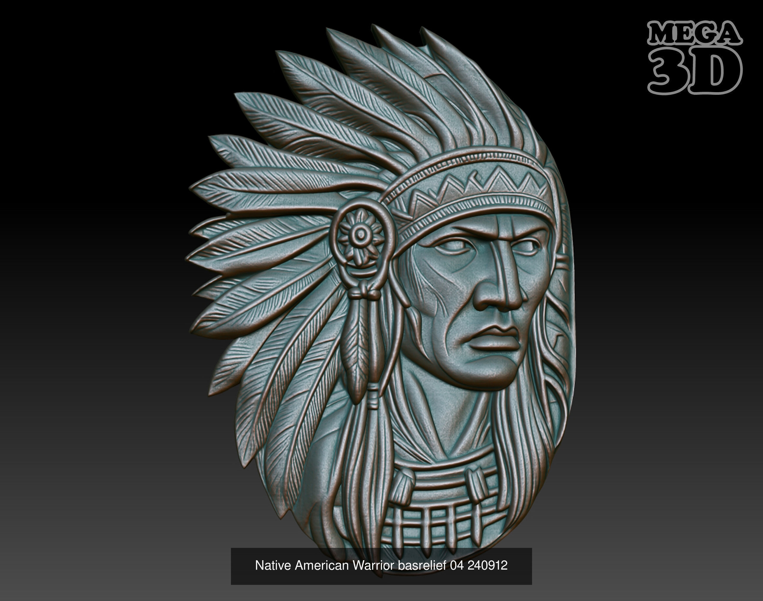 Native American Warrior basrelief Pack A 240912 3D Model Collection_5