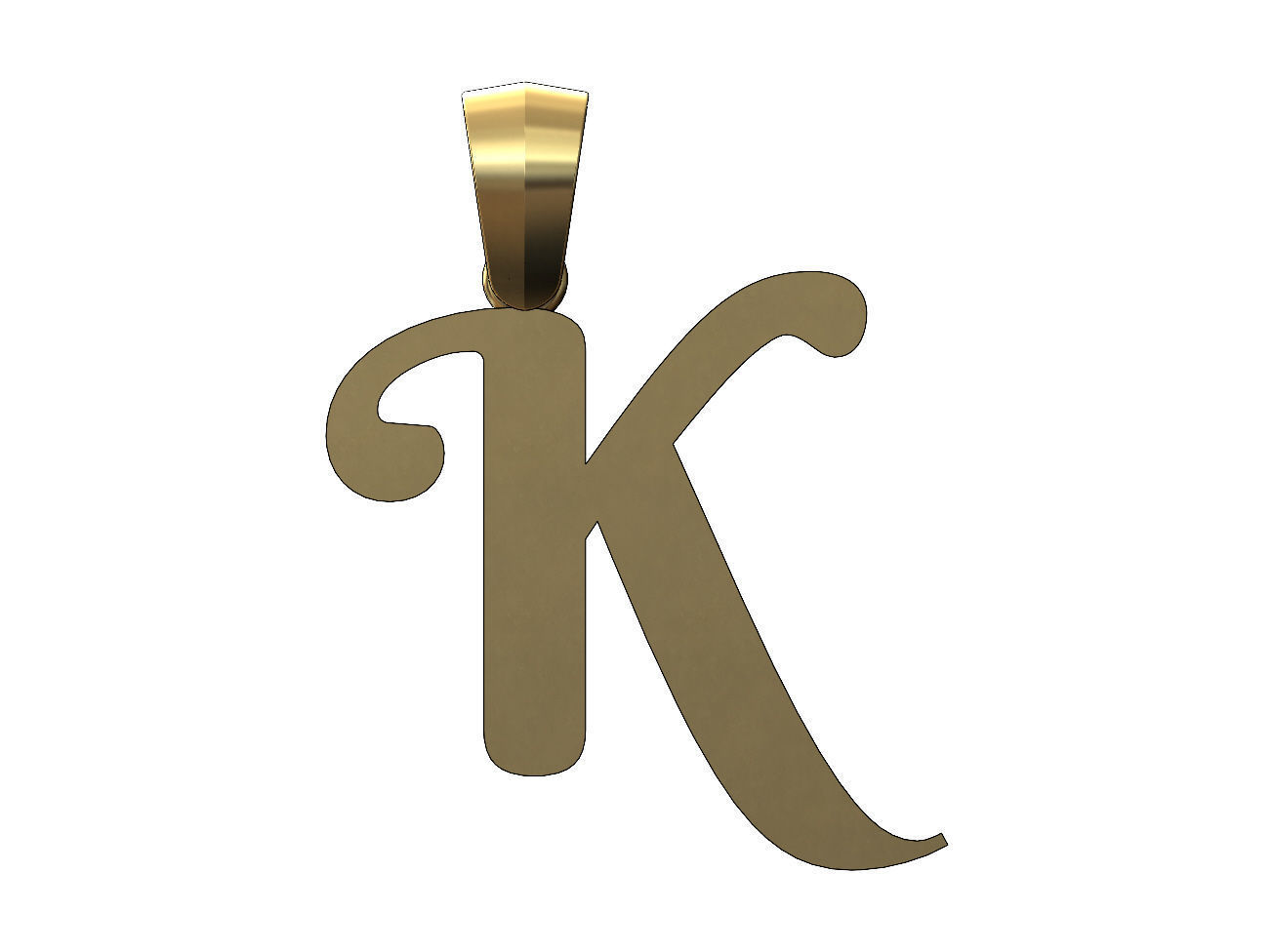 K letter initial berkshire swash font pendant charm bail 3D print model_1