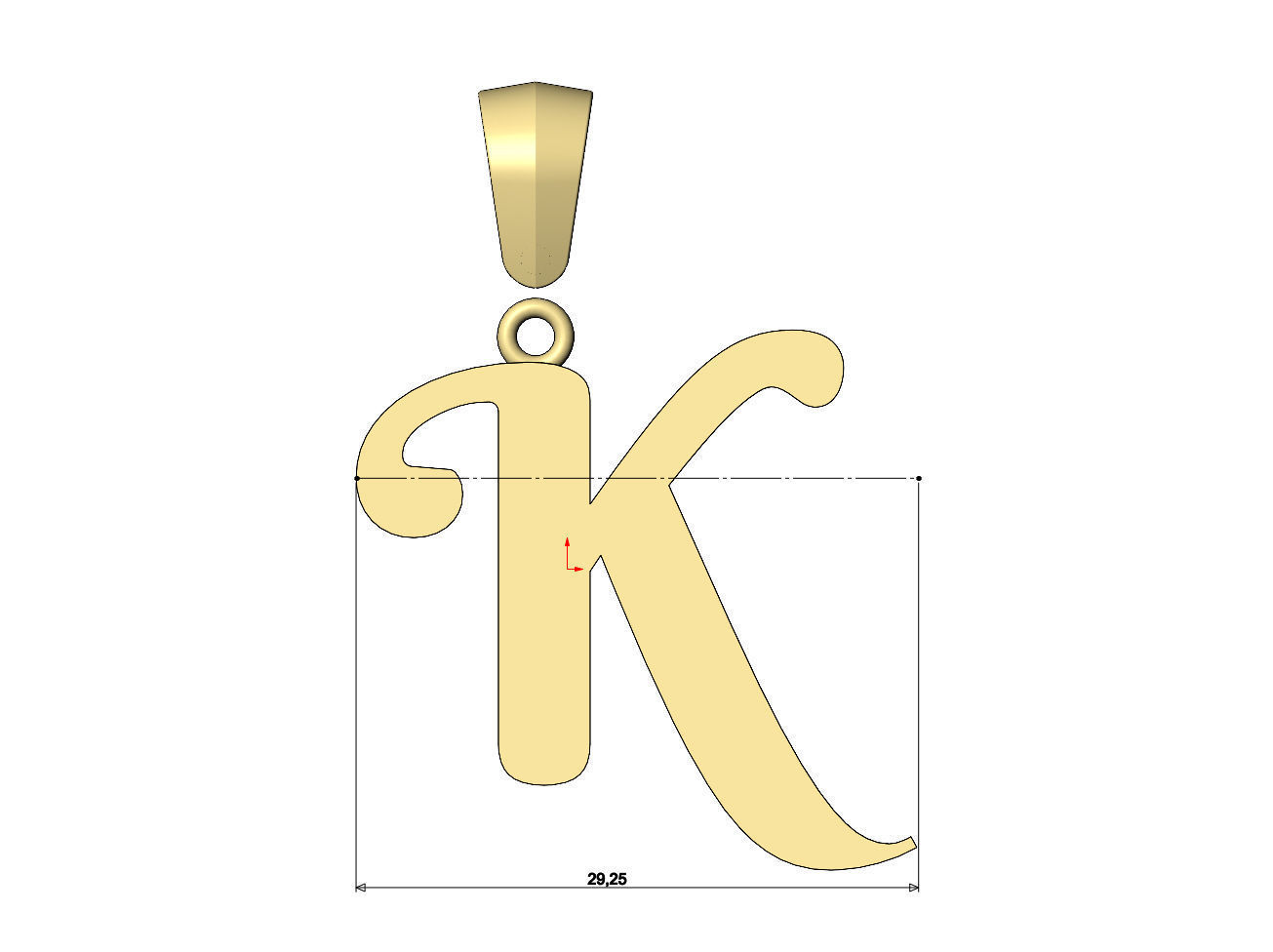 K letter initial berkshire swash font pendant charm bail 3D print model_7