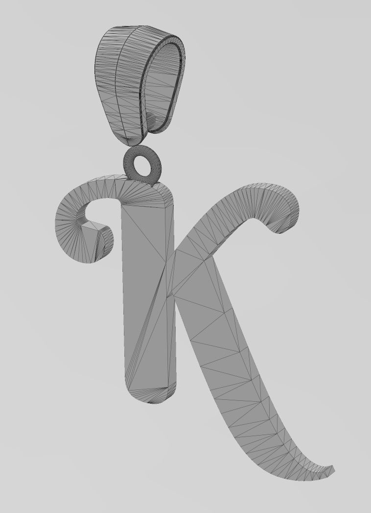 K letter initial berkshire swash font pendant charm bail 3D print model_15