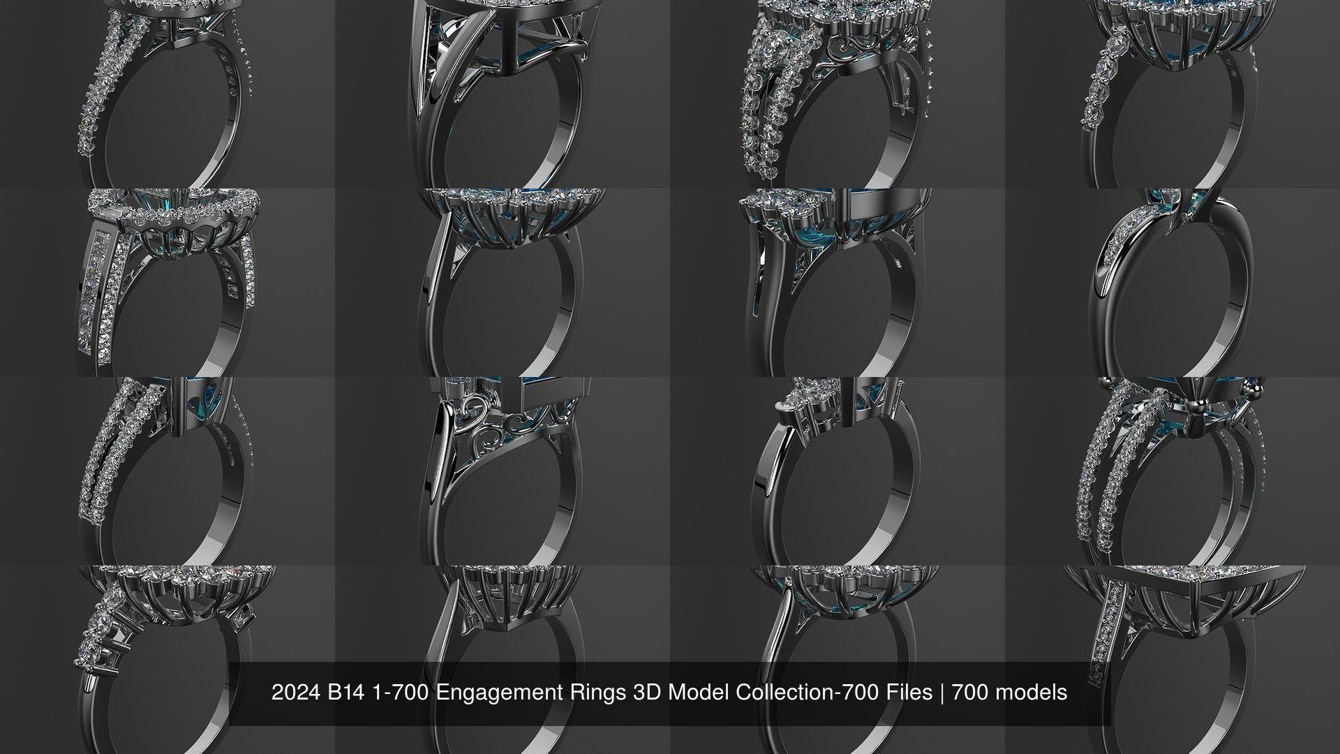 2024 B14 1-700 Engagement Rings 3D Model Collection-700 Files _106