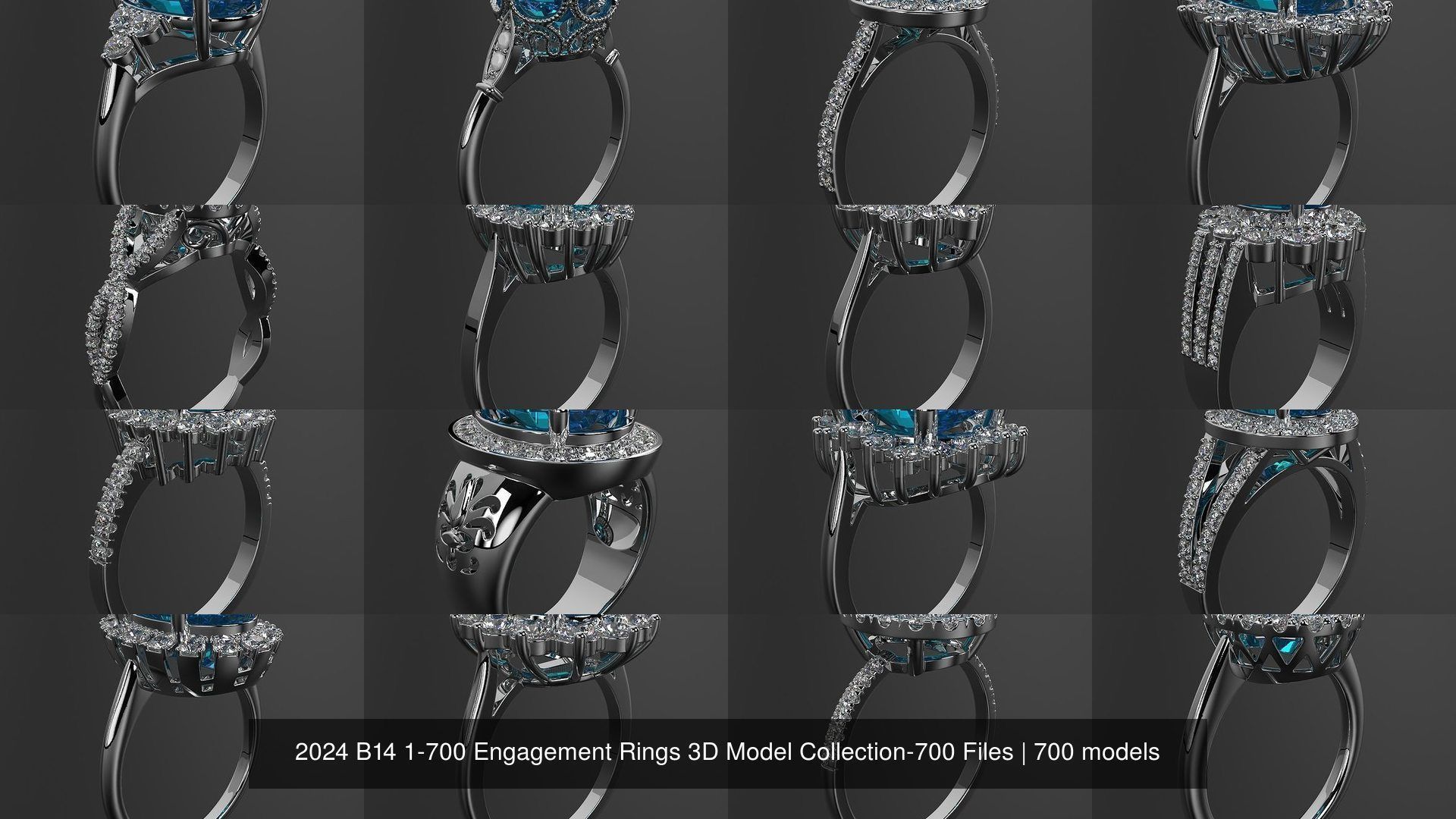 2024 B14 1-700 Engagement Rings 3D Model Collection-700 Files _70