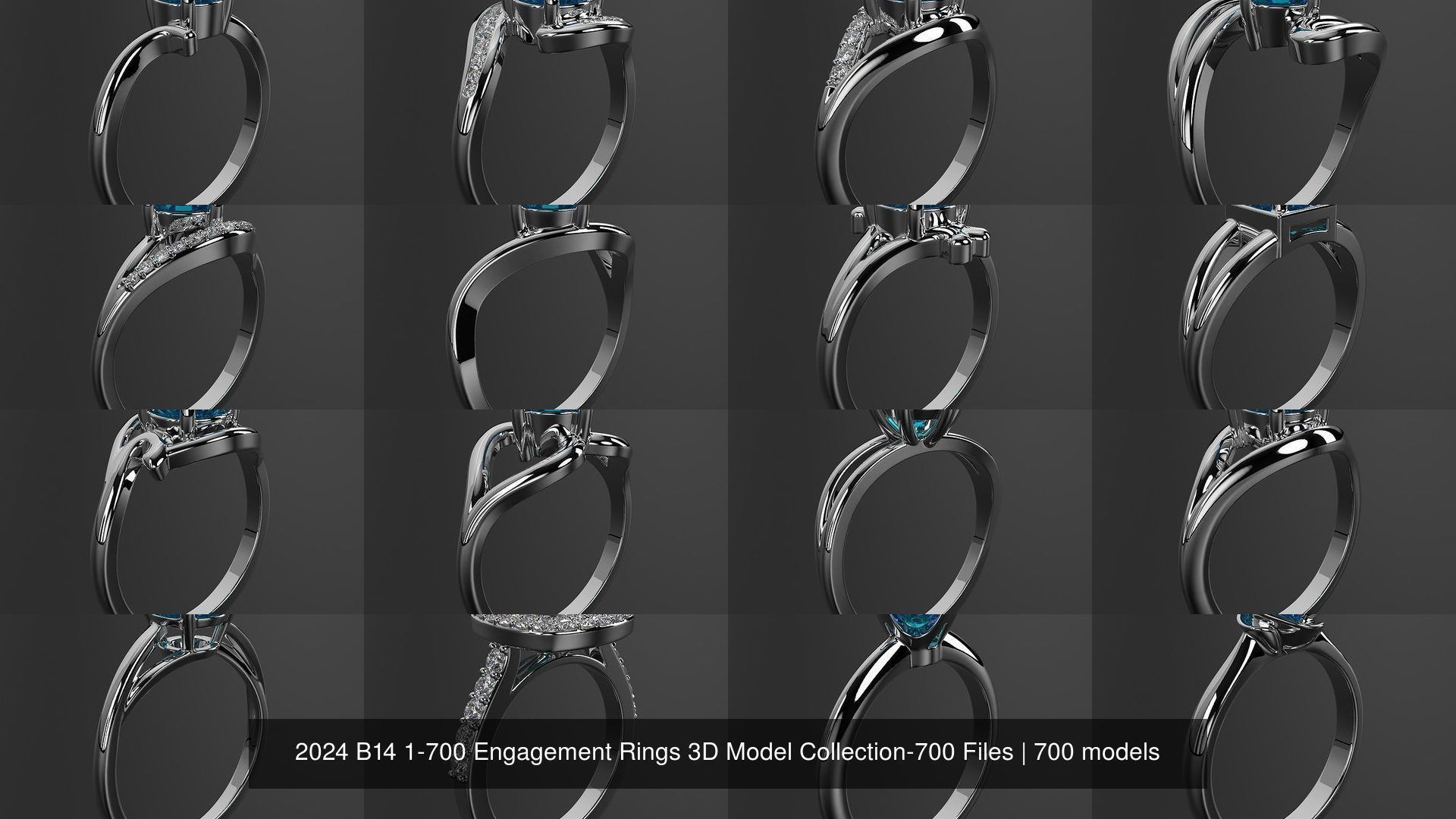 2024 B14 1-700 Engagement Rings 3D Model Collection-700 Files _14