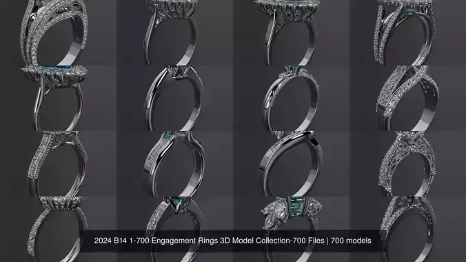 2024 B14 1-700 Engagement Rings 3D Model Collection-700 Files 