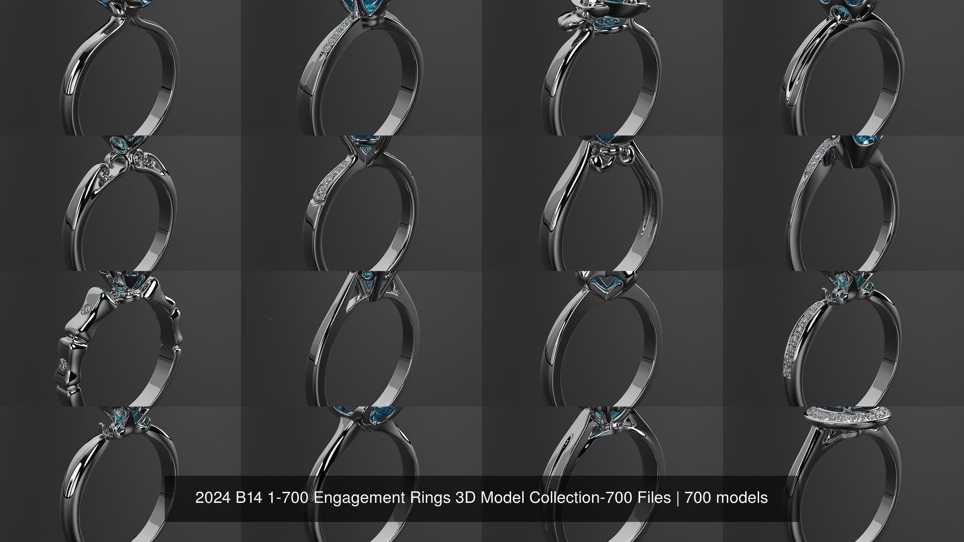 2024 B14 1-700 Engagement Rings 3D Model Collection-700 Files _4