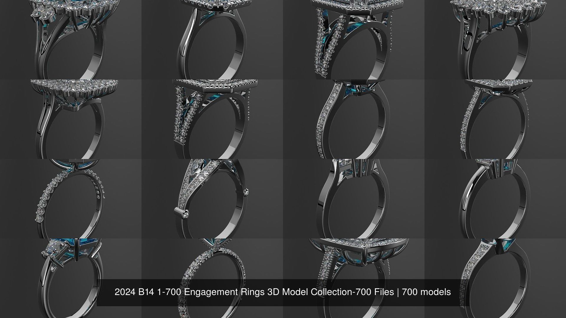 2024 B14 1-700 Engagement Rings 3D Model Collection-700 Files _100