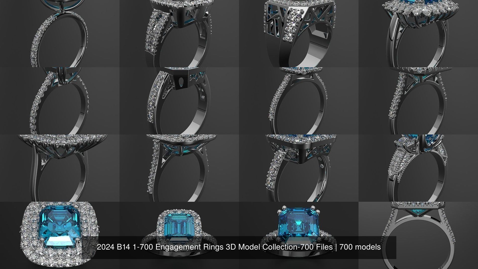 2024 B14 1-700 Engagement Rings 3D Model Collection-700 Files _118