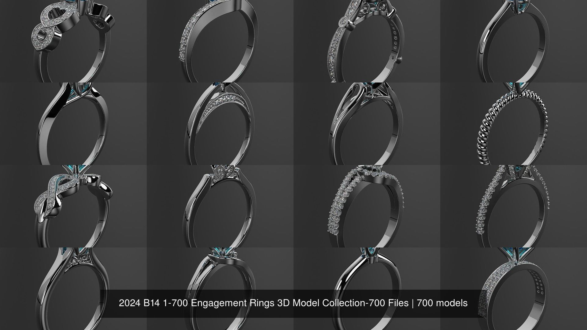 2024 B14 1-700 Engagement Rings 3D Model Collection-700 Files _12