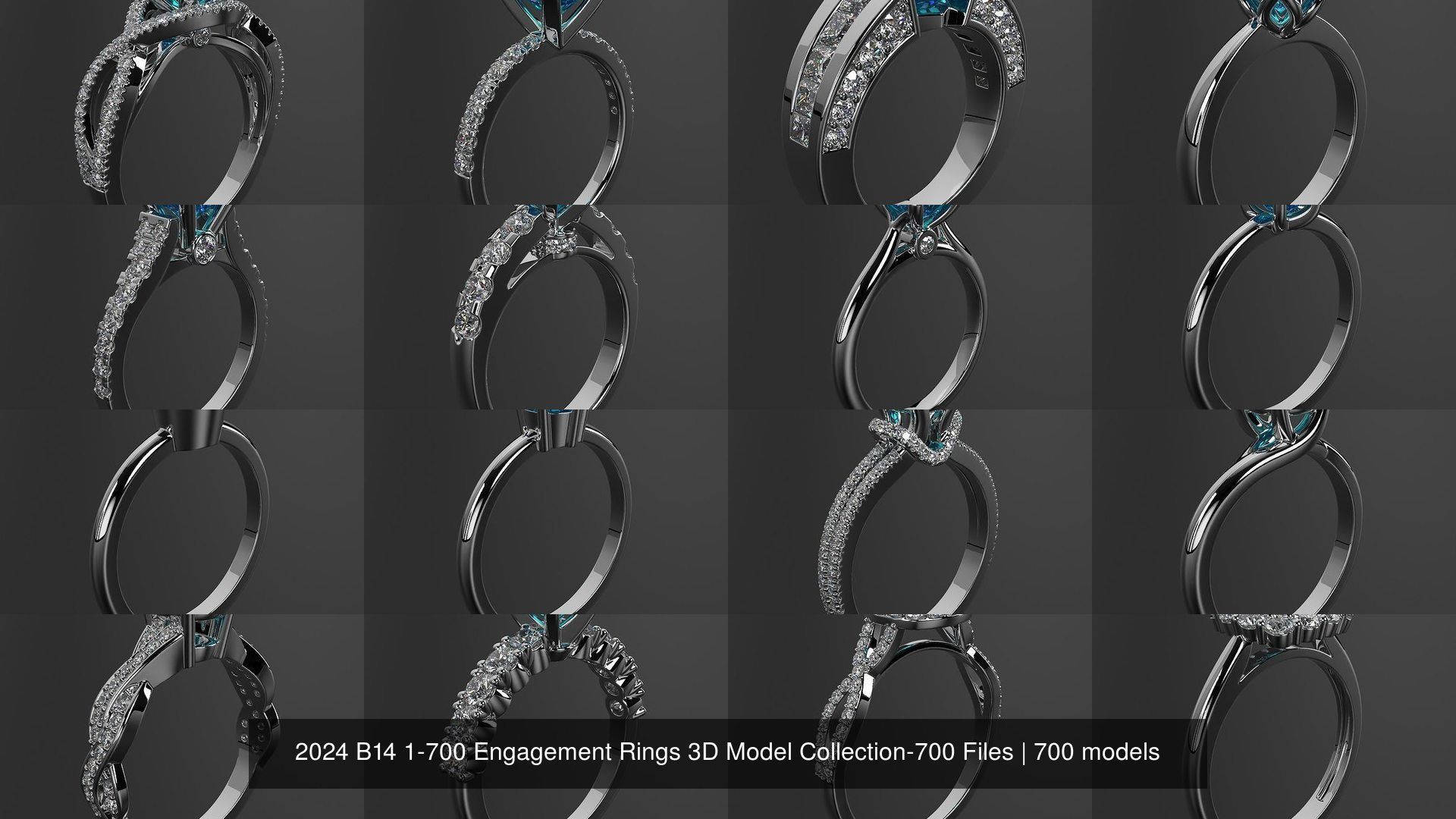 2024 B14 1-700 Engagement Rings 3D Model Collection-700 Files _34