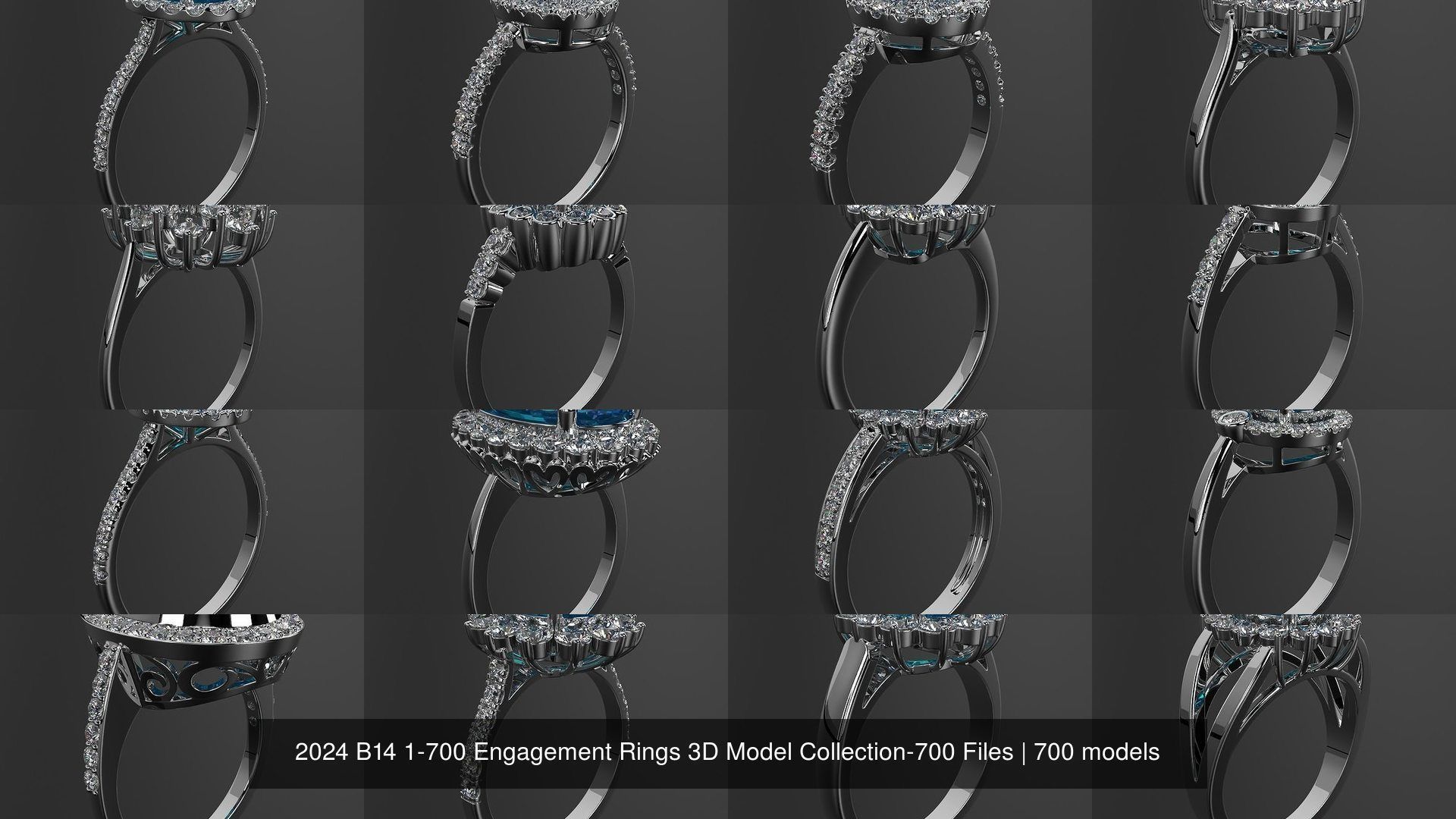 2024 B14 1-700 Engagement Rings 3D Model Collection-700 Files _73