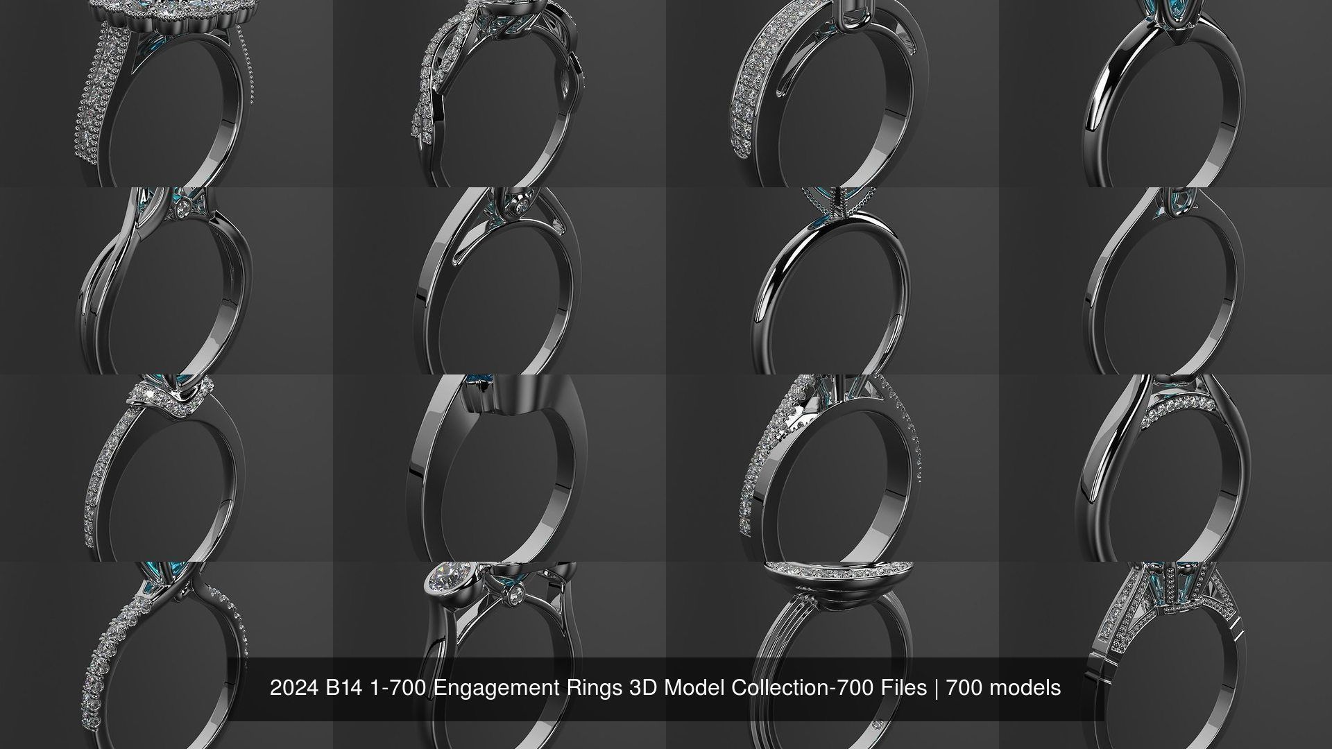 2024 B14 1-700 Engagement Rings 3D Model Collection-700 Files _8