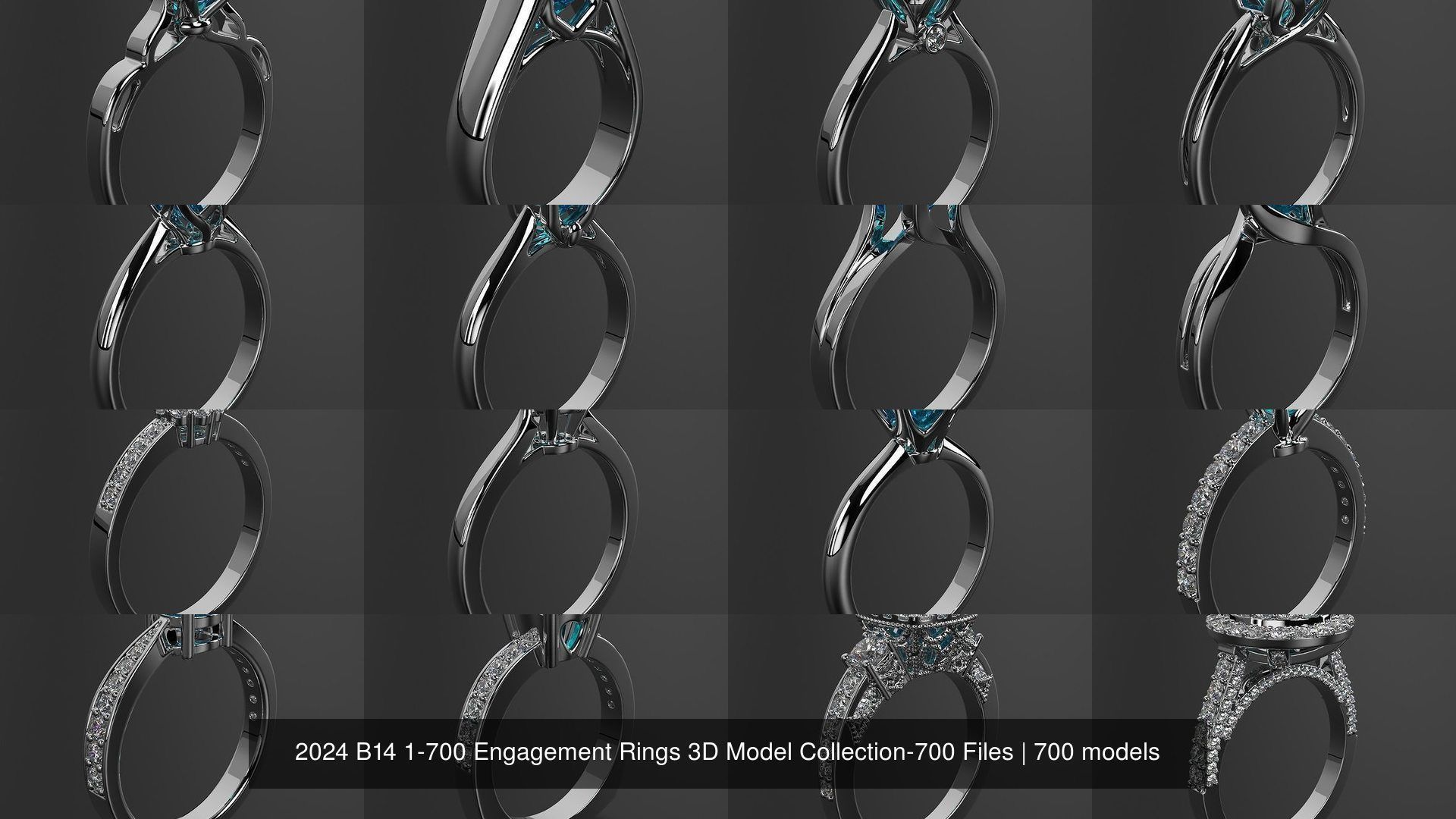 2024 B14 1-700 Engagement Rings 3D Model Collection-700 Files _16