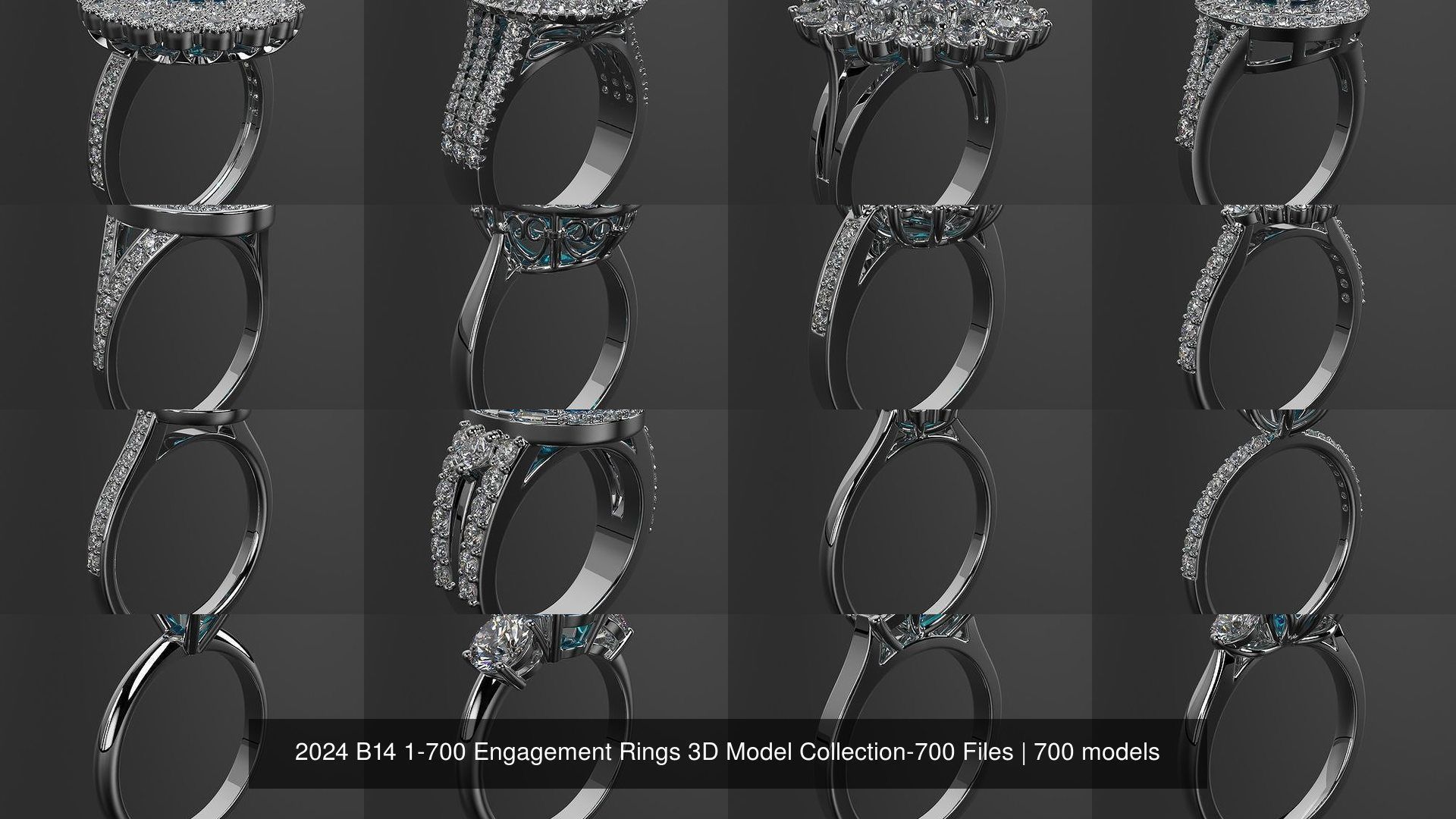2024 B14 1-700 Engagement Rings 3D Model Collection-700 Files _85