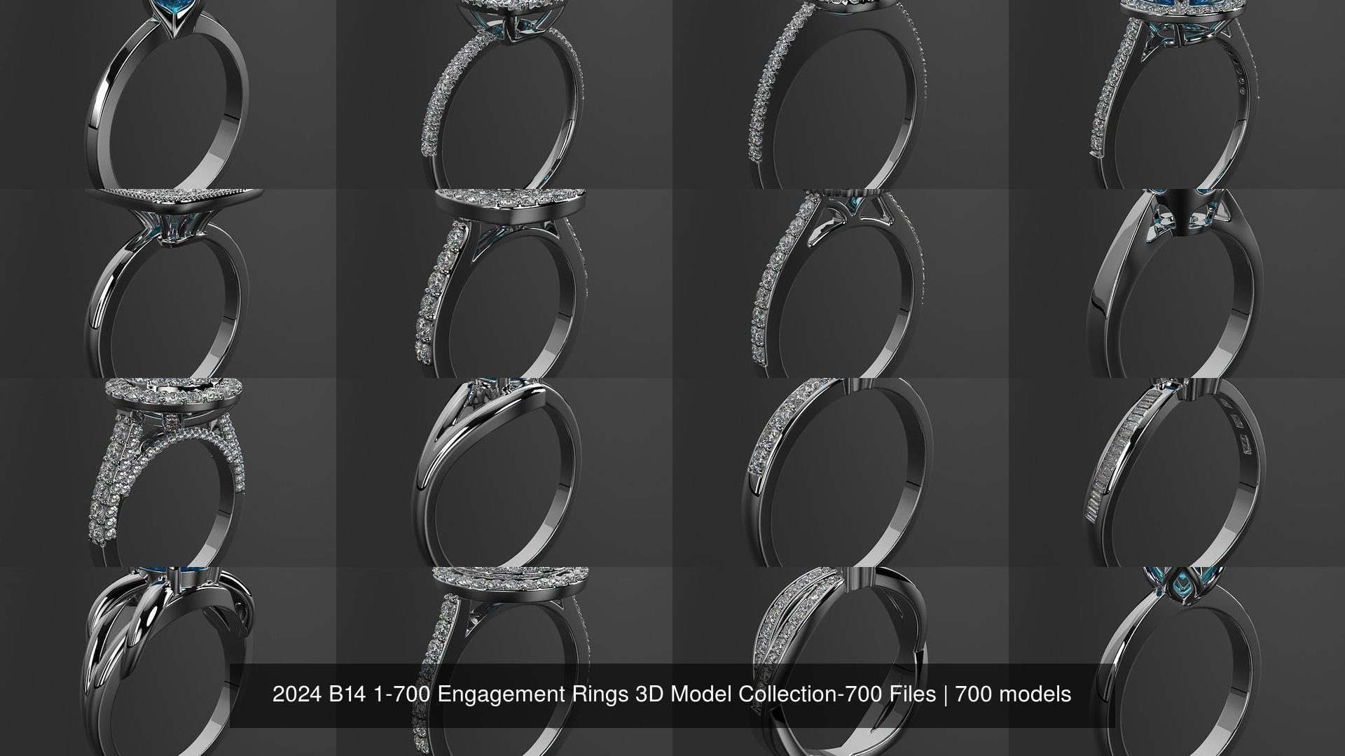 2024 B14 1-700 Engagement Rings 3D Model Collection-700 Files _6