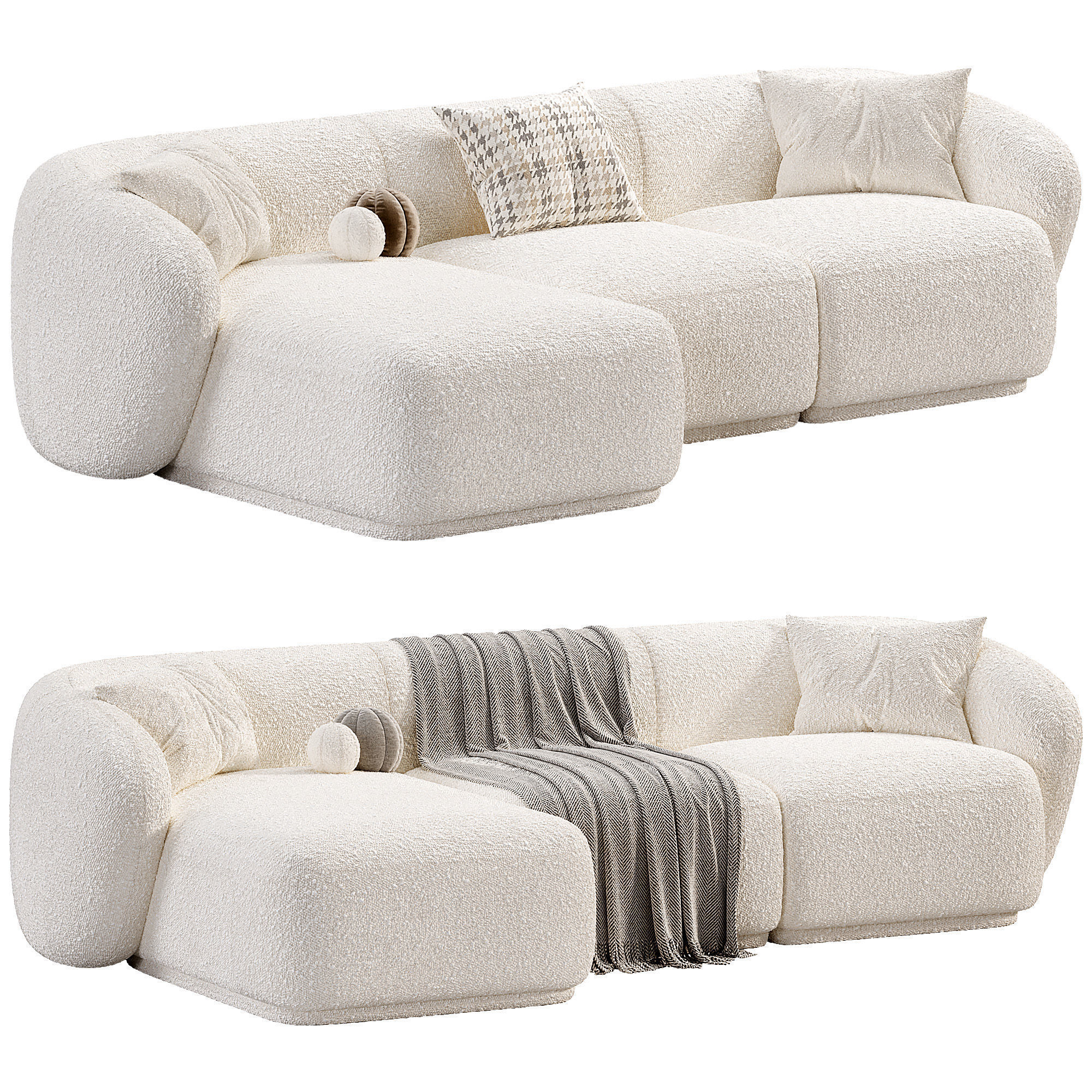 Ecksofa Marbella L Form Low-poly 3D model_3