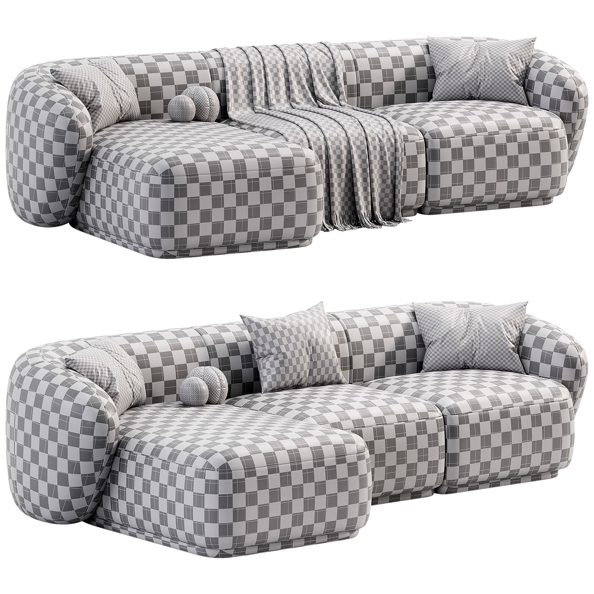 Ecksofa Marbella L Form Low-poly 3D model_7