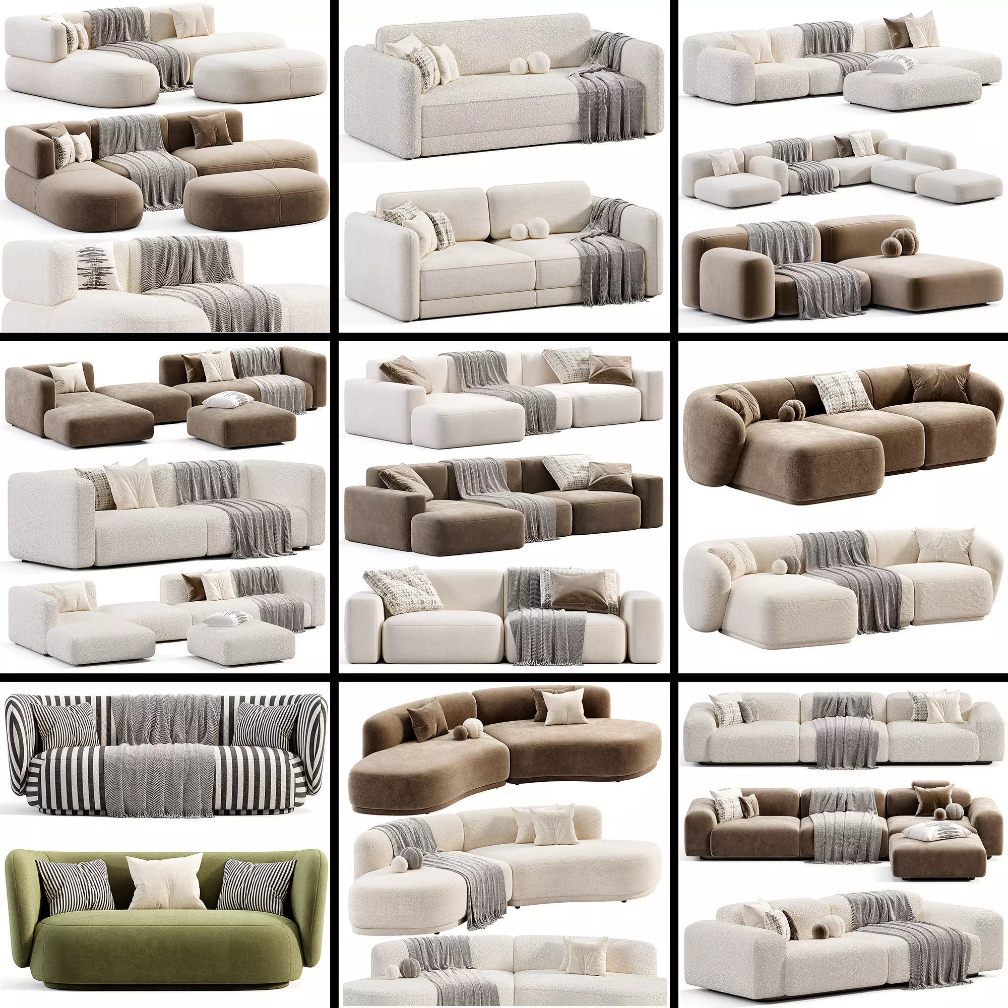 Sofa Collection 10 Items 3D Model _0