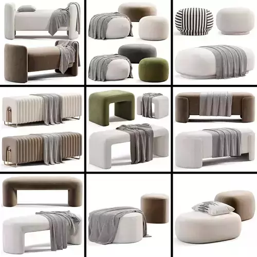 Pouf Collection 10 Items 3D Model 