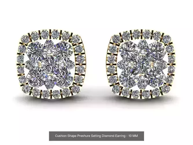 Cushion Shape Earring - 8-10-12 MM 3D Model Collection
