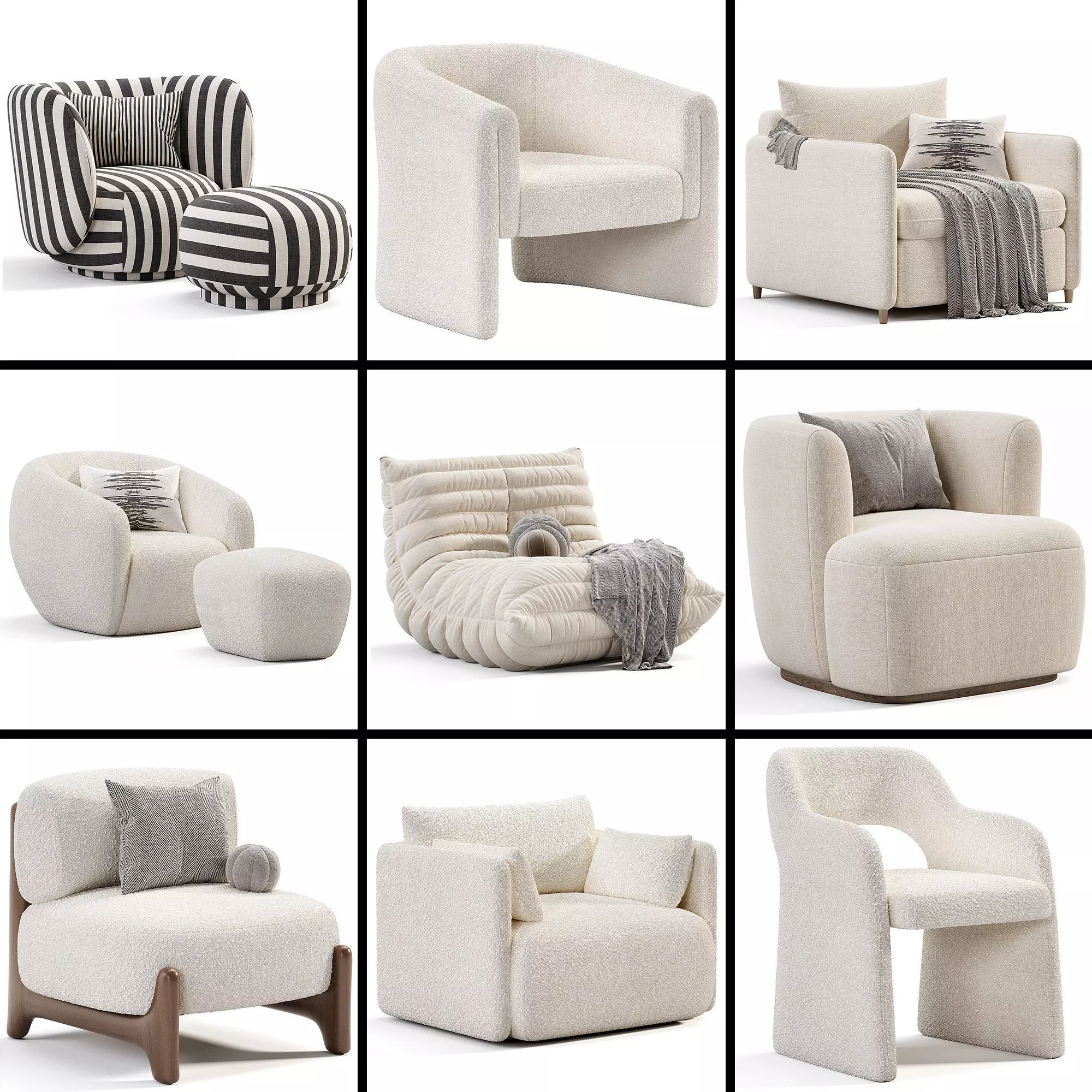 Armchair  Collection 10 Items 3D Model _0