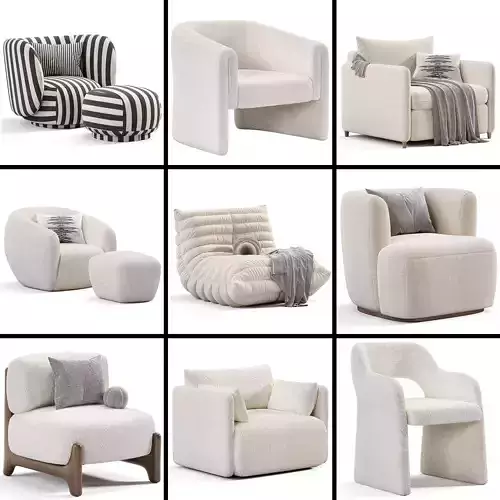 Armchair  Collection 10 Items 3D Model 