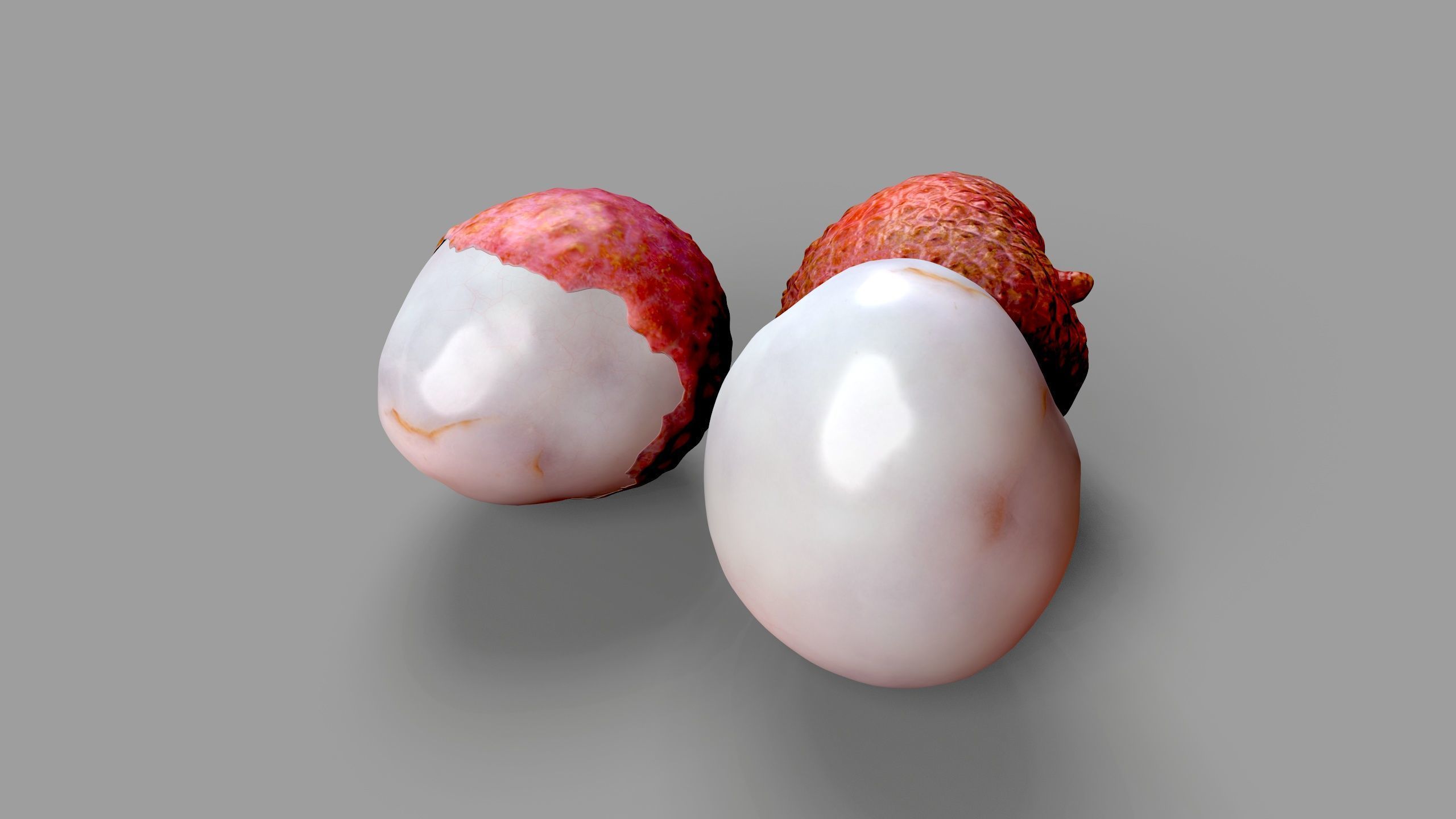 a peeled lychee Low-poly 3D model_1