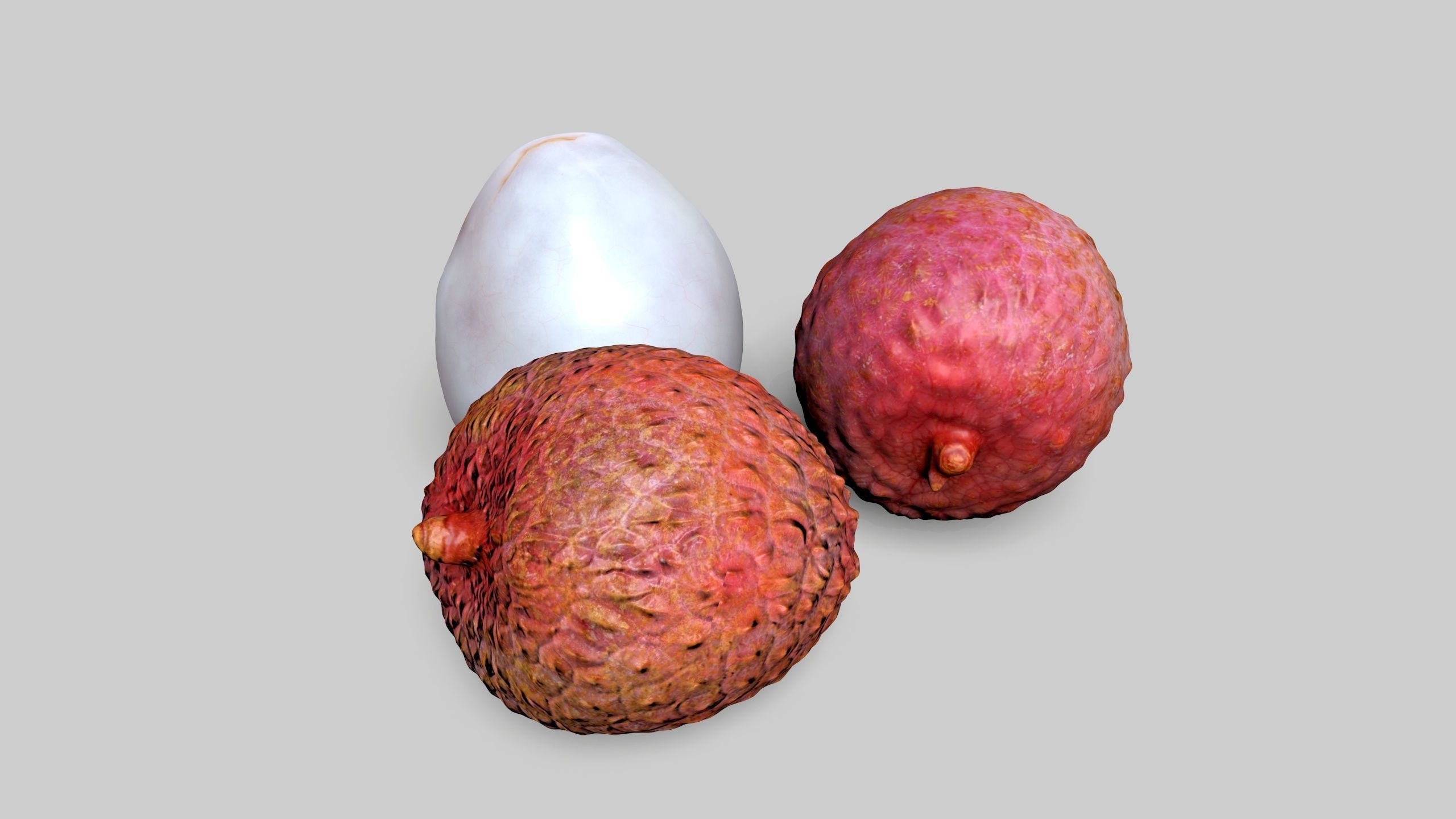 a peeled lychee Low-poly 3D model_3