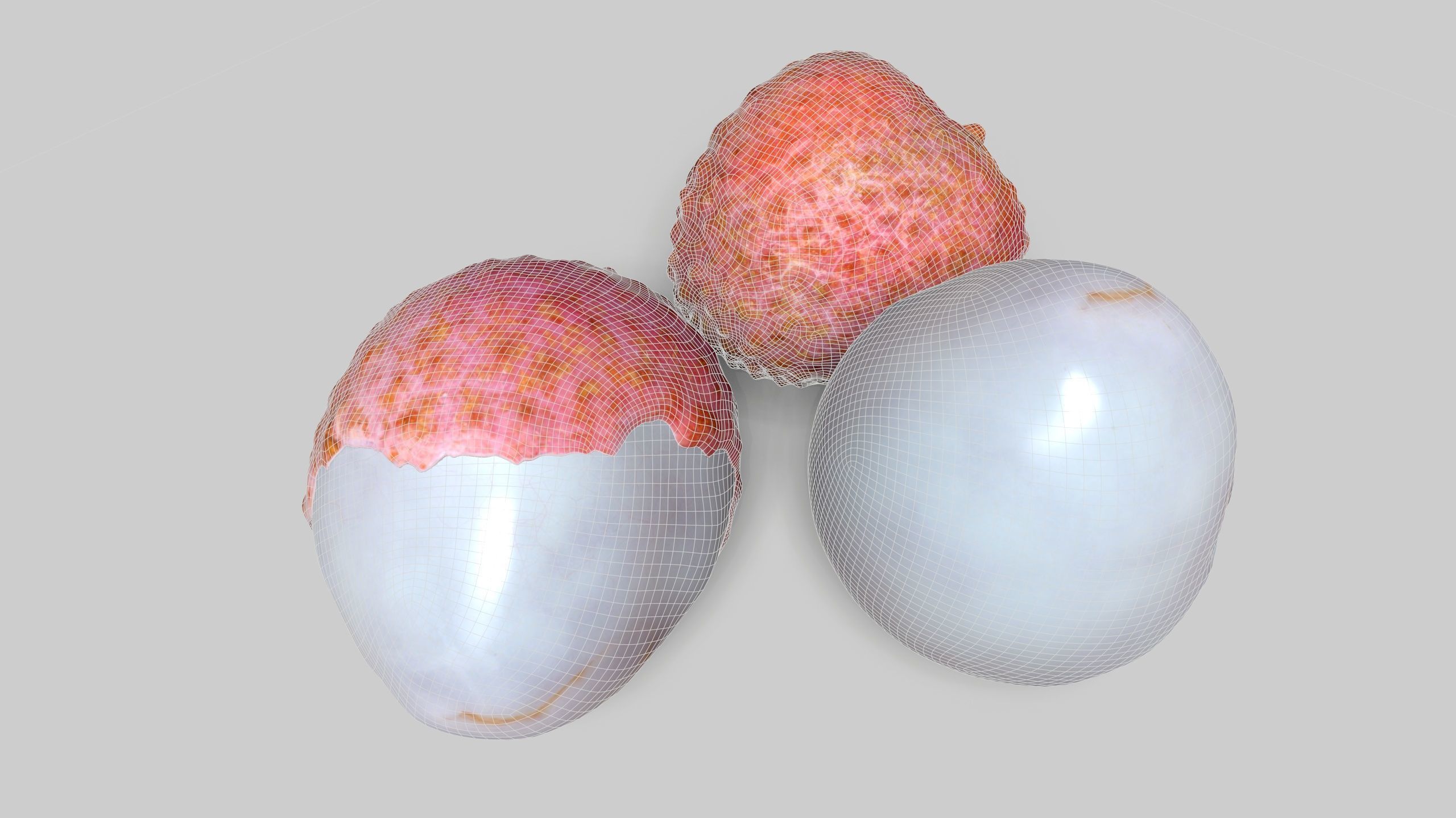 a peeled lychee Low-poly 3D model_6