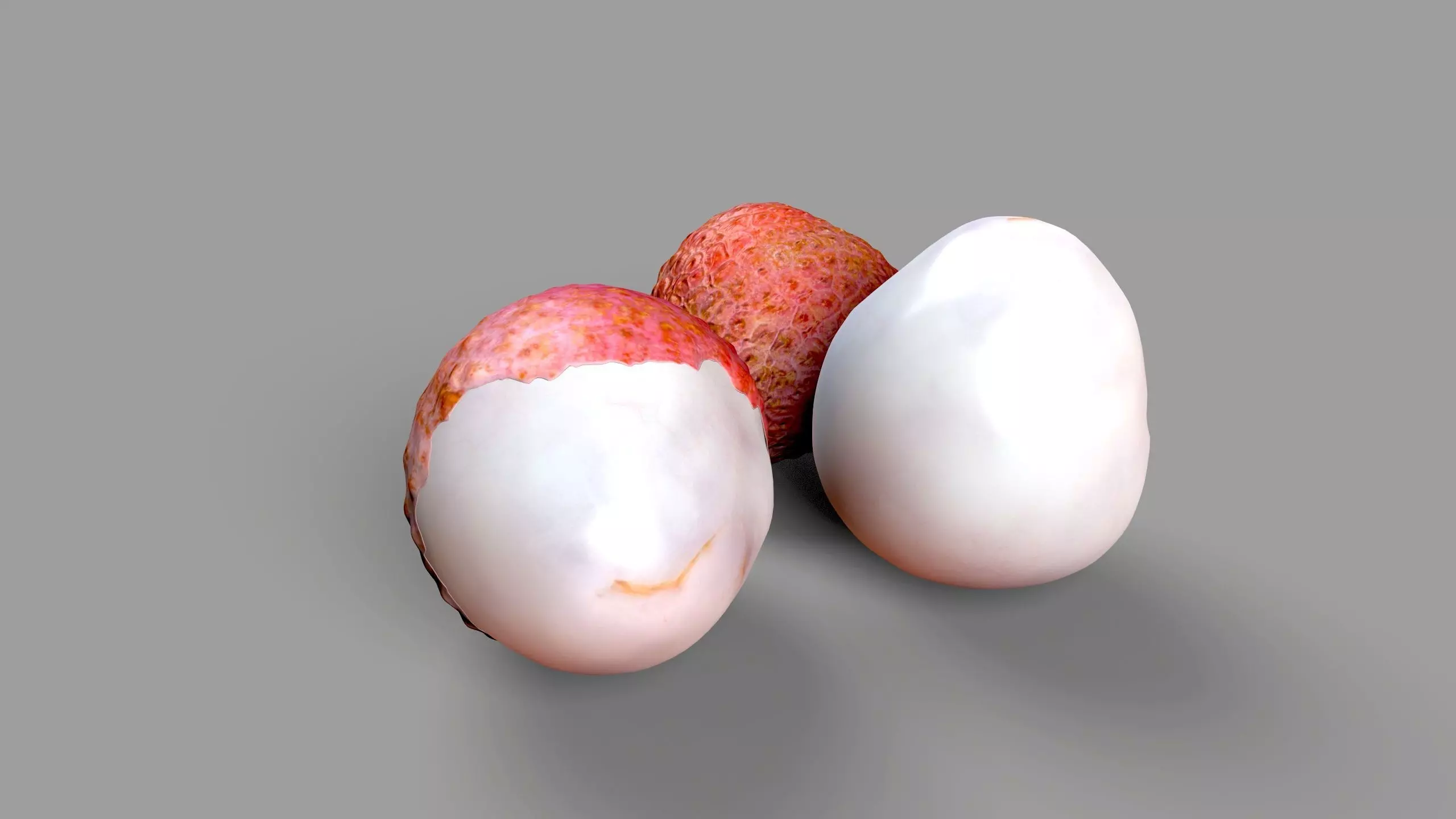 a peeled lychee Low-poly 3D model_0
