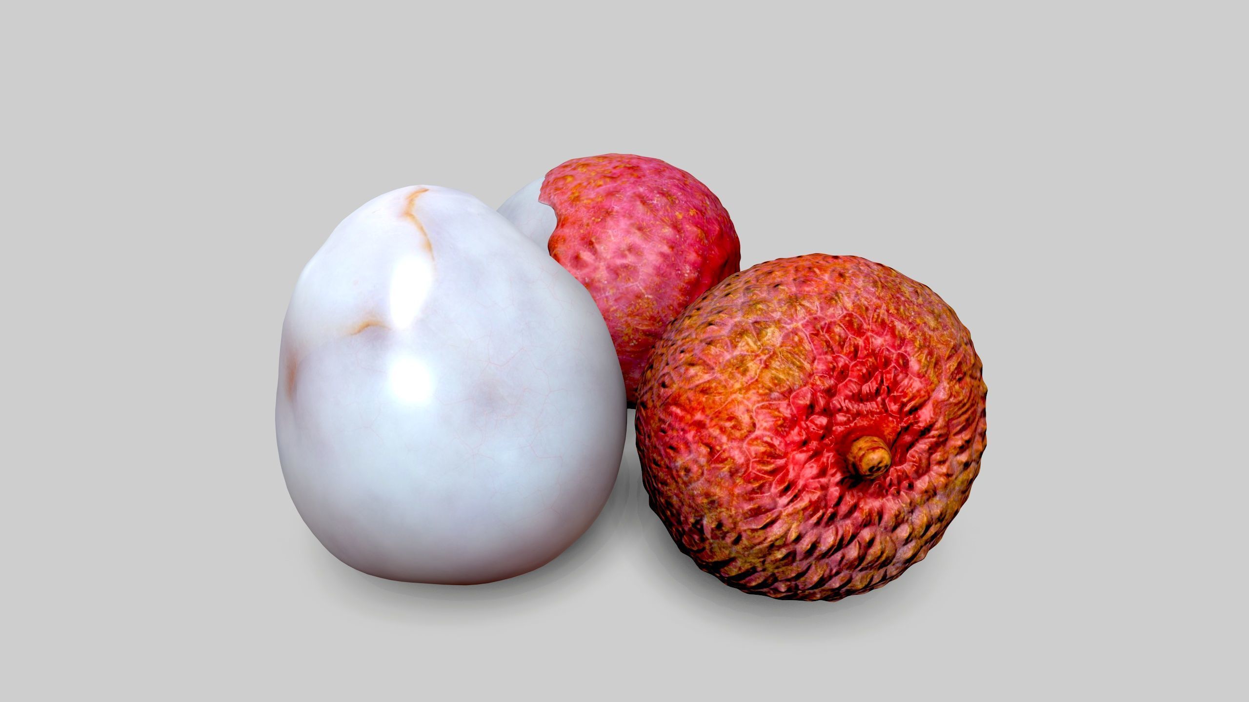 a peeled lychee Low-poly 3D model_2