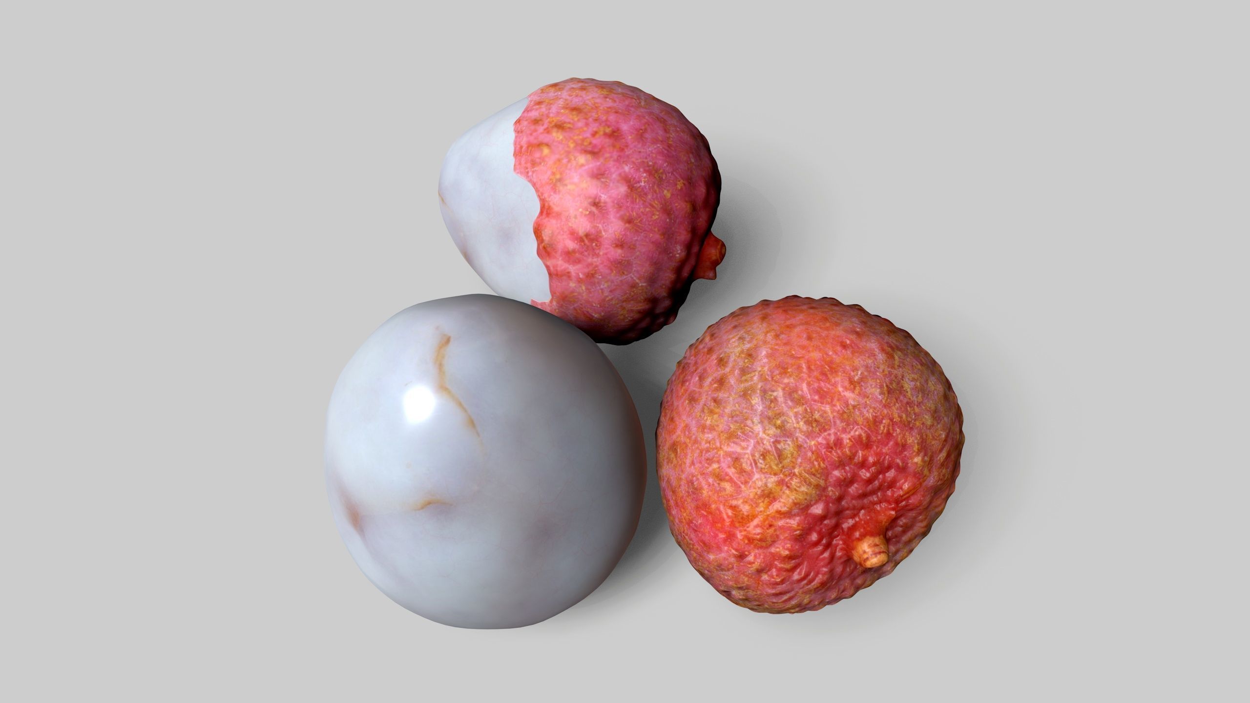 a peeled lychee Low-poly 3D model_8