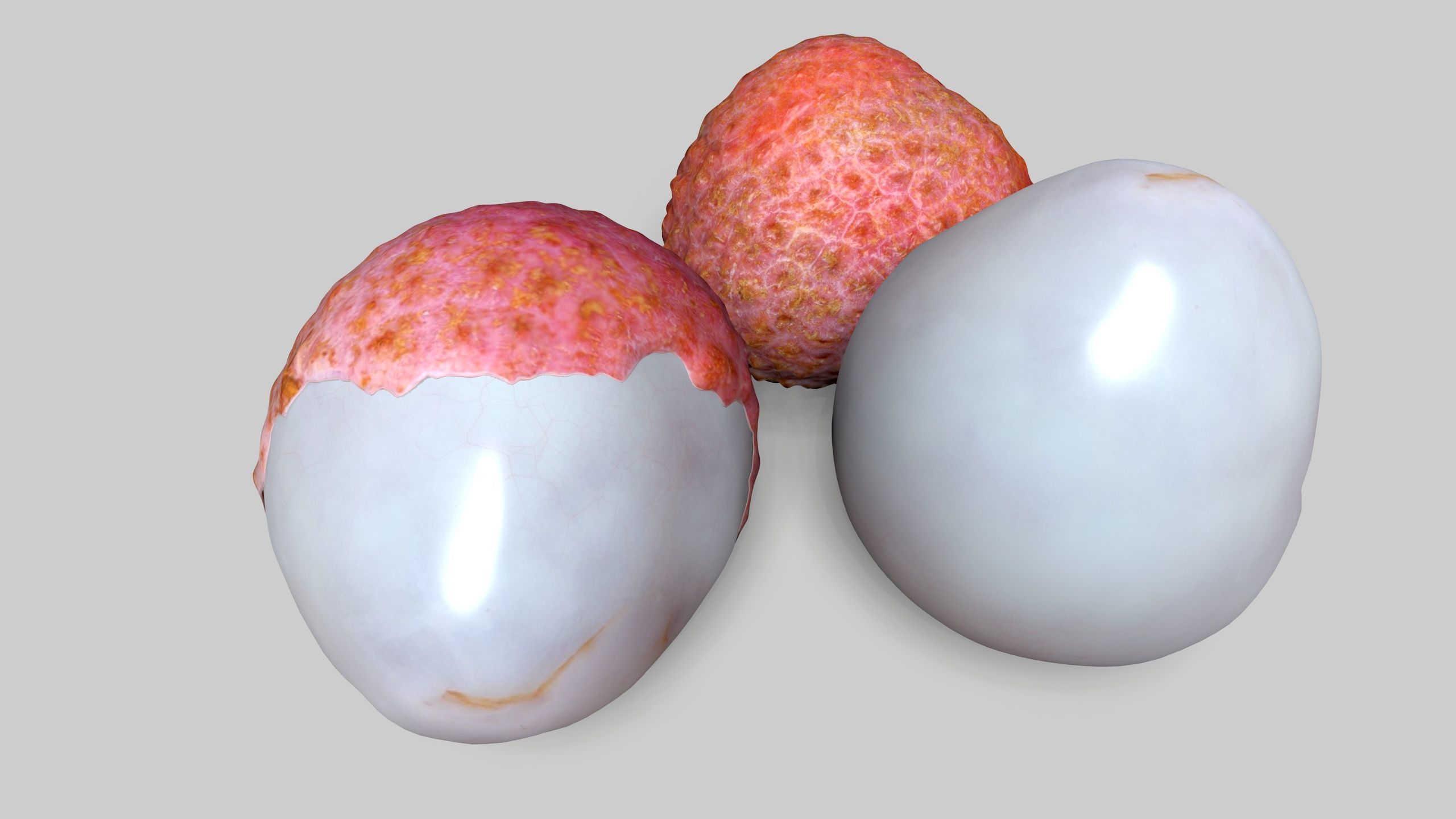 a peeled lychee Low-poly 3D model_5