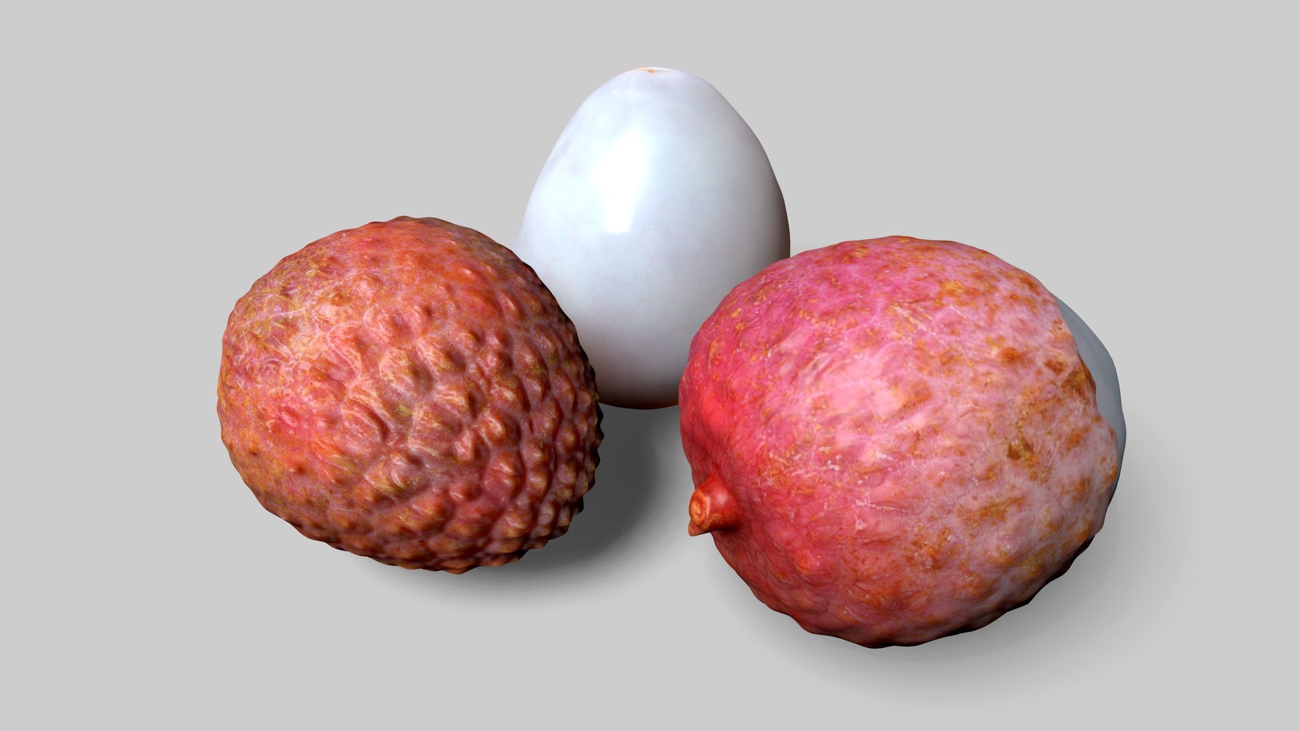 a peeled lychee Low-poly 3D model_4