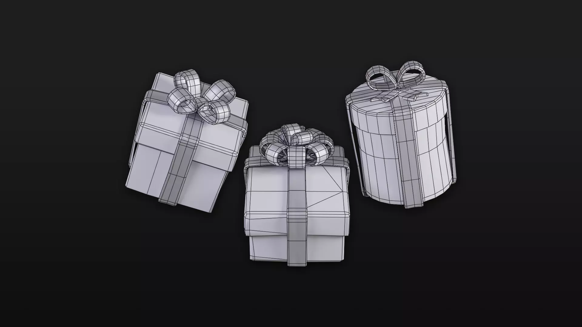 Stylized Gift Box Set with Material Generator Low-poly 3D model_7