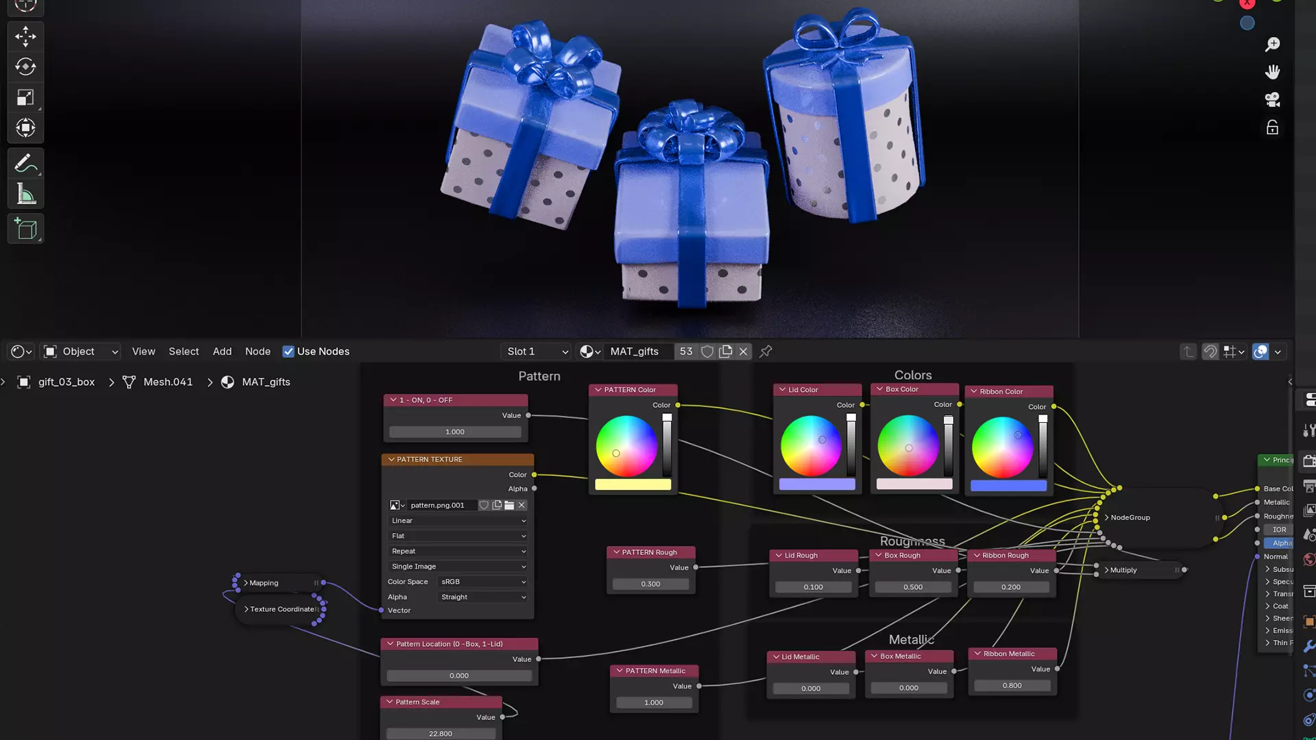 Stylized Gift Box Set with Material Generator Low-poly 3D model_3