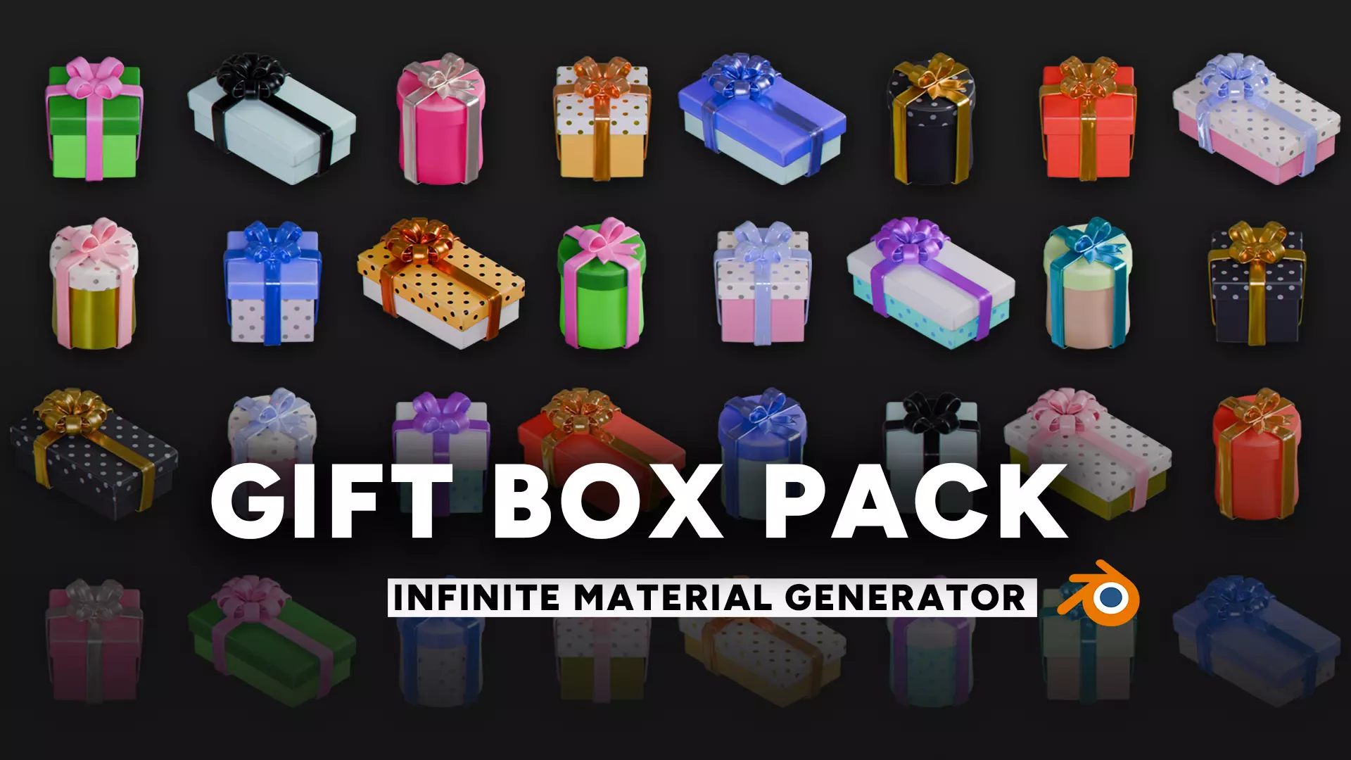 Stylized Gift Box Set with Material Generator Low-poly 3D model_0